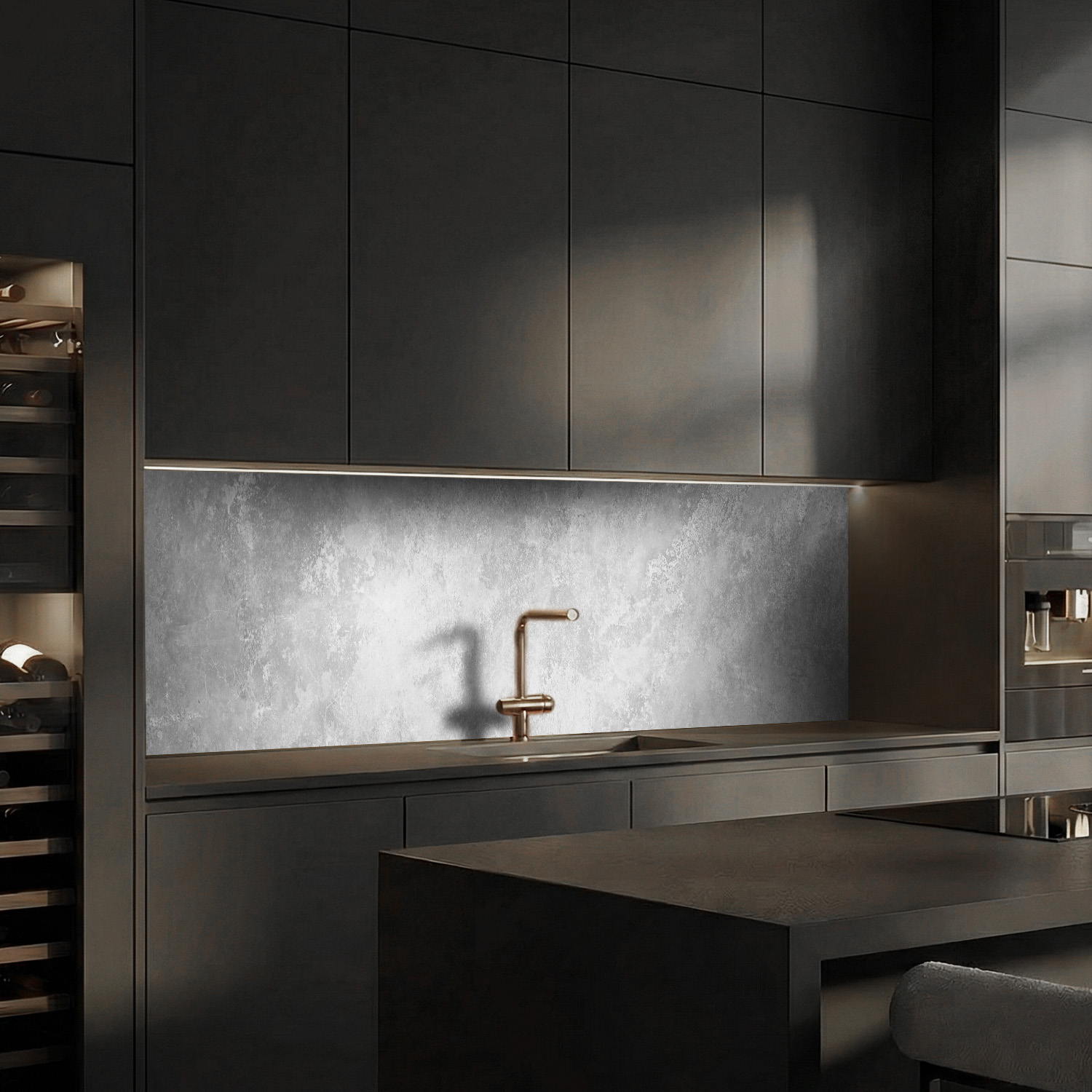 Küchenrückwand mit Beton V9 Motiv als Fliesenersatz und Spritzschutz