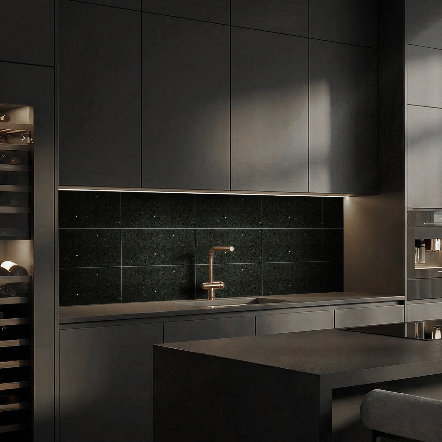 Küchenrückwand mit Fliesen V4 Motiv als Fliesenersatz und Spritzschutz