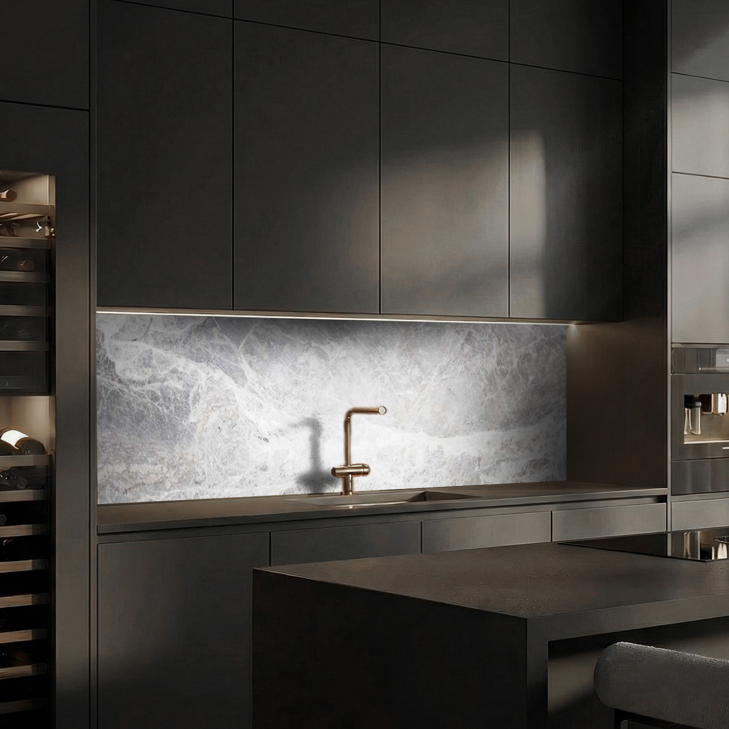 Küchenrückwand mit Marmor V5 Motiv als Fliesenersatz und Spritzschutz