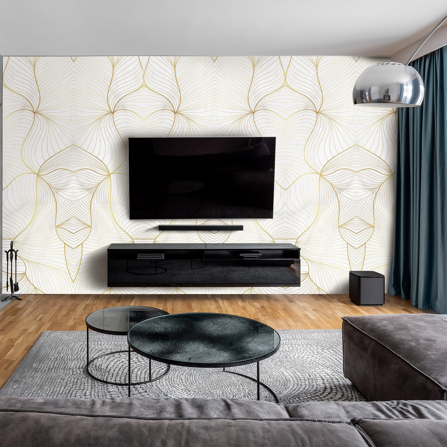 Wandverkleidung für das Wohnzimmer mit Abstrakt V2 Motiv Wandverkleidung für das Wohnzimmer mit Abstrakt V2 Motiv
