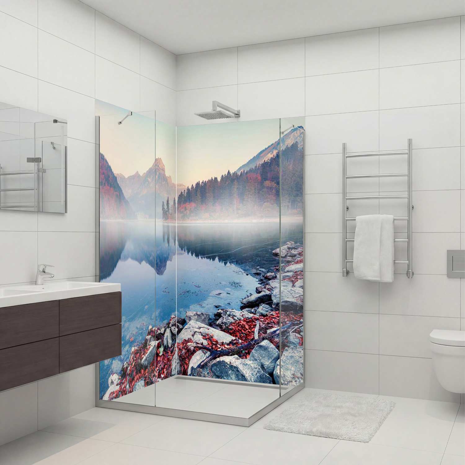 Duschrückwand mit Berg V3 Motiv