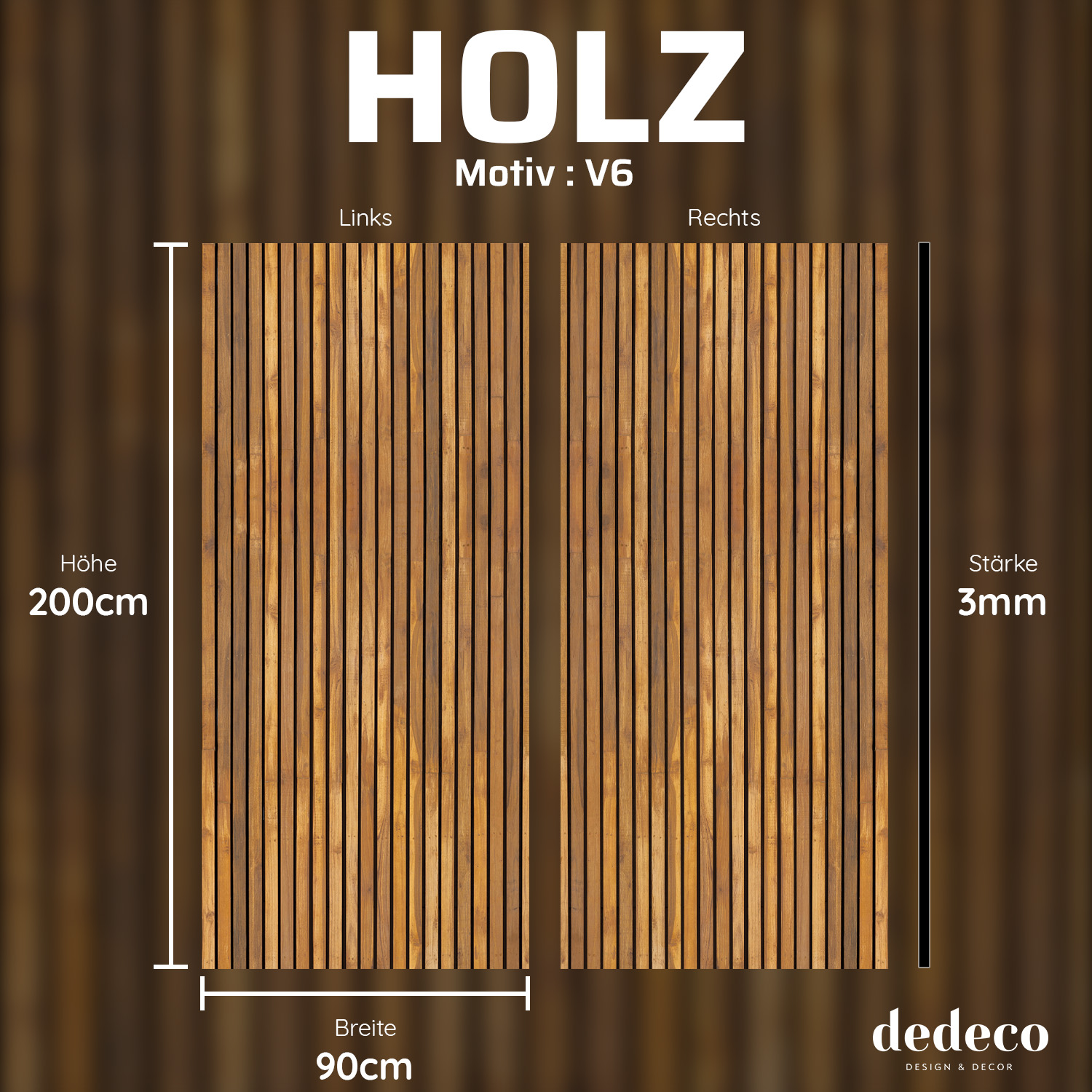 Duschrückwand mit Holz V6 Motiv, als Badrückwand zum Fliesenersatz