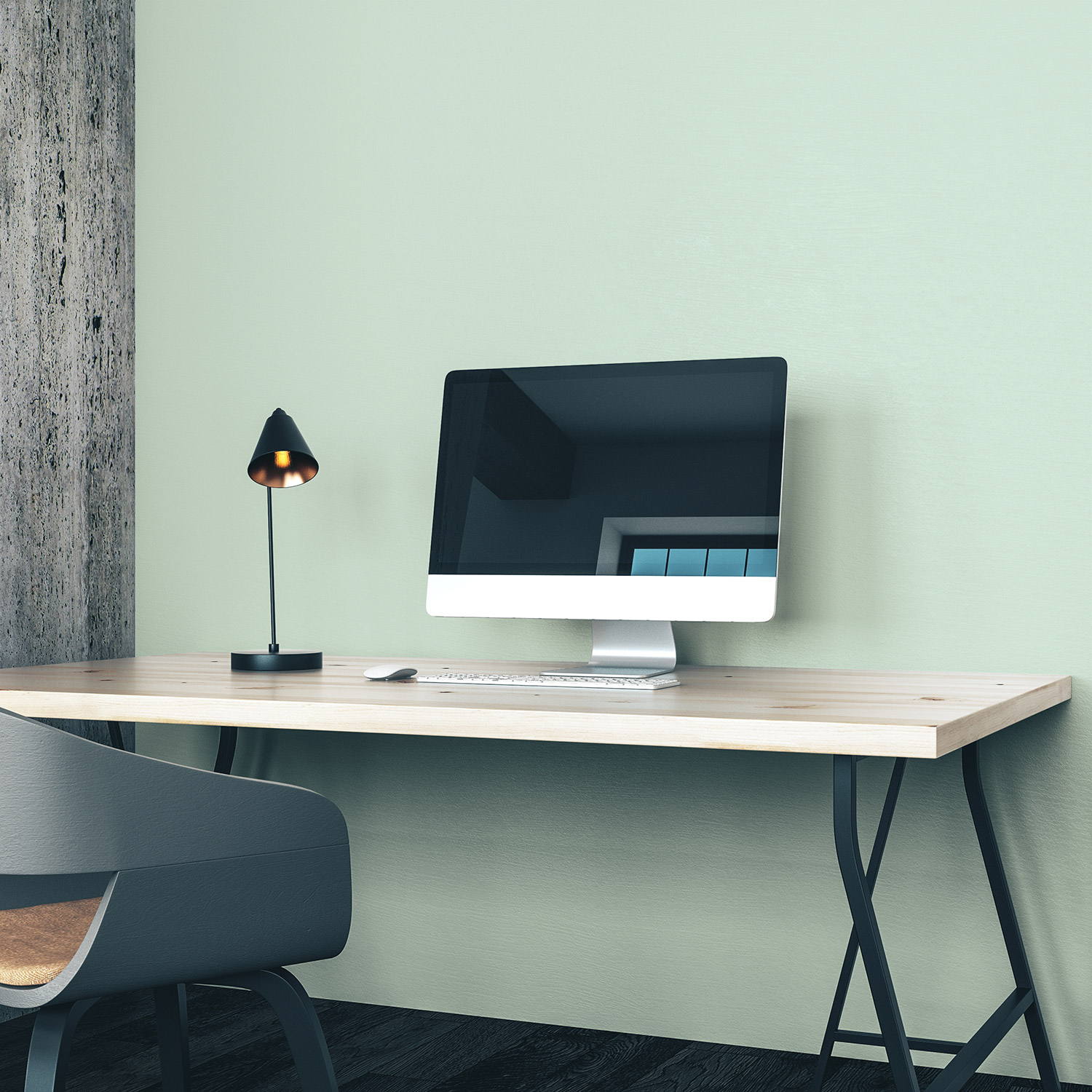 Wandverkleidung für das Büro in Mint Unifarbe