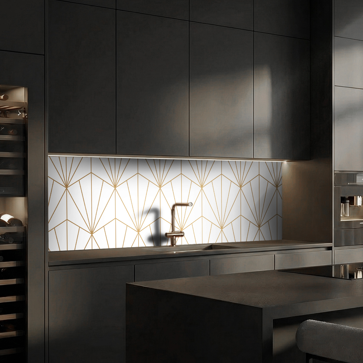 Küchenrückwand mit Abstrakt V7 Motiv als Fliesenersatz und Spritzschutz