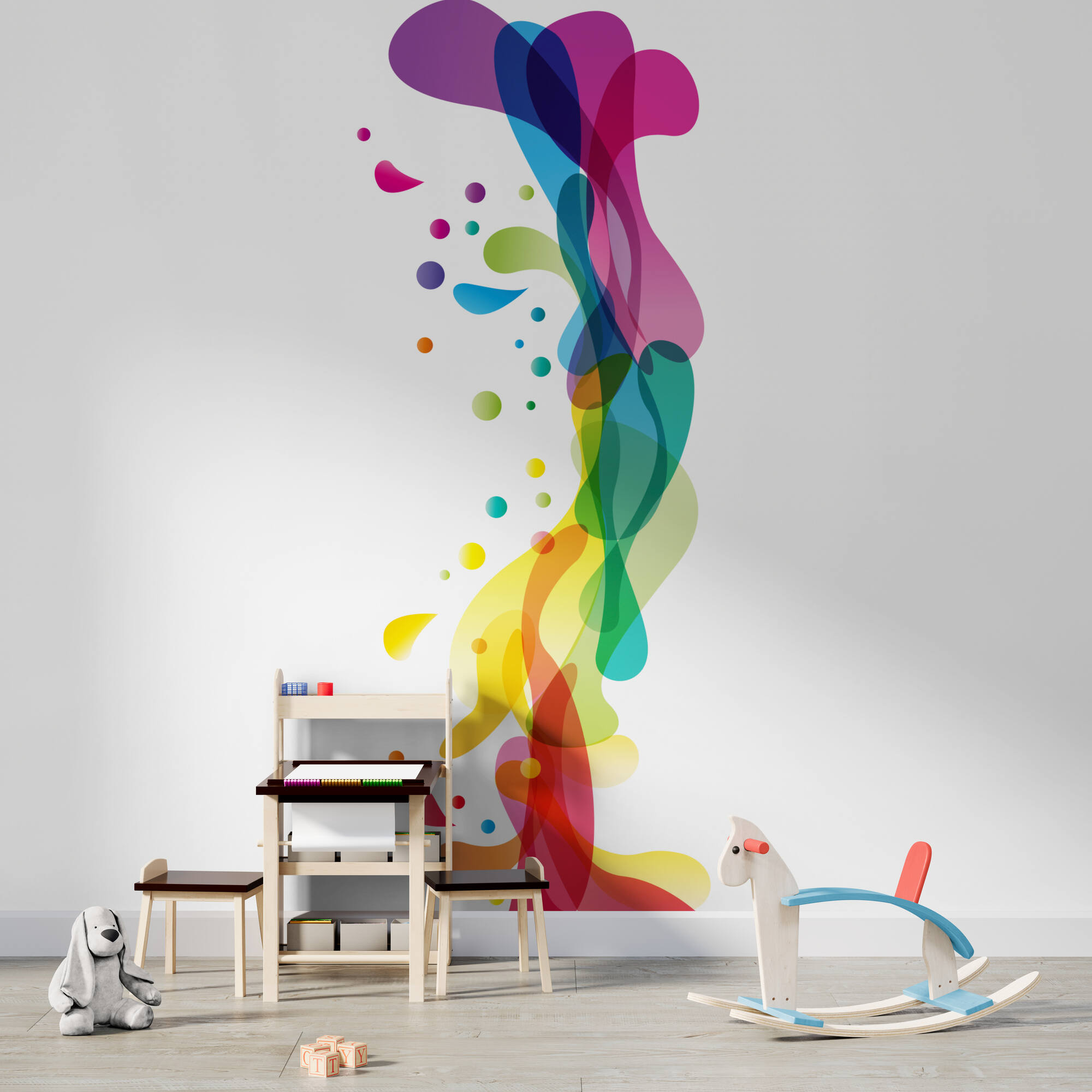 Wandverkleidung für das Kinderzimmer mit Abstrakt V1 Motiv Wandverkleidung für das Kinderzimmer mit Abstrakt V1 Motiv