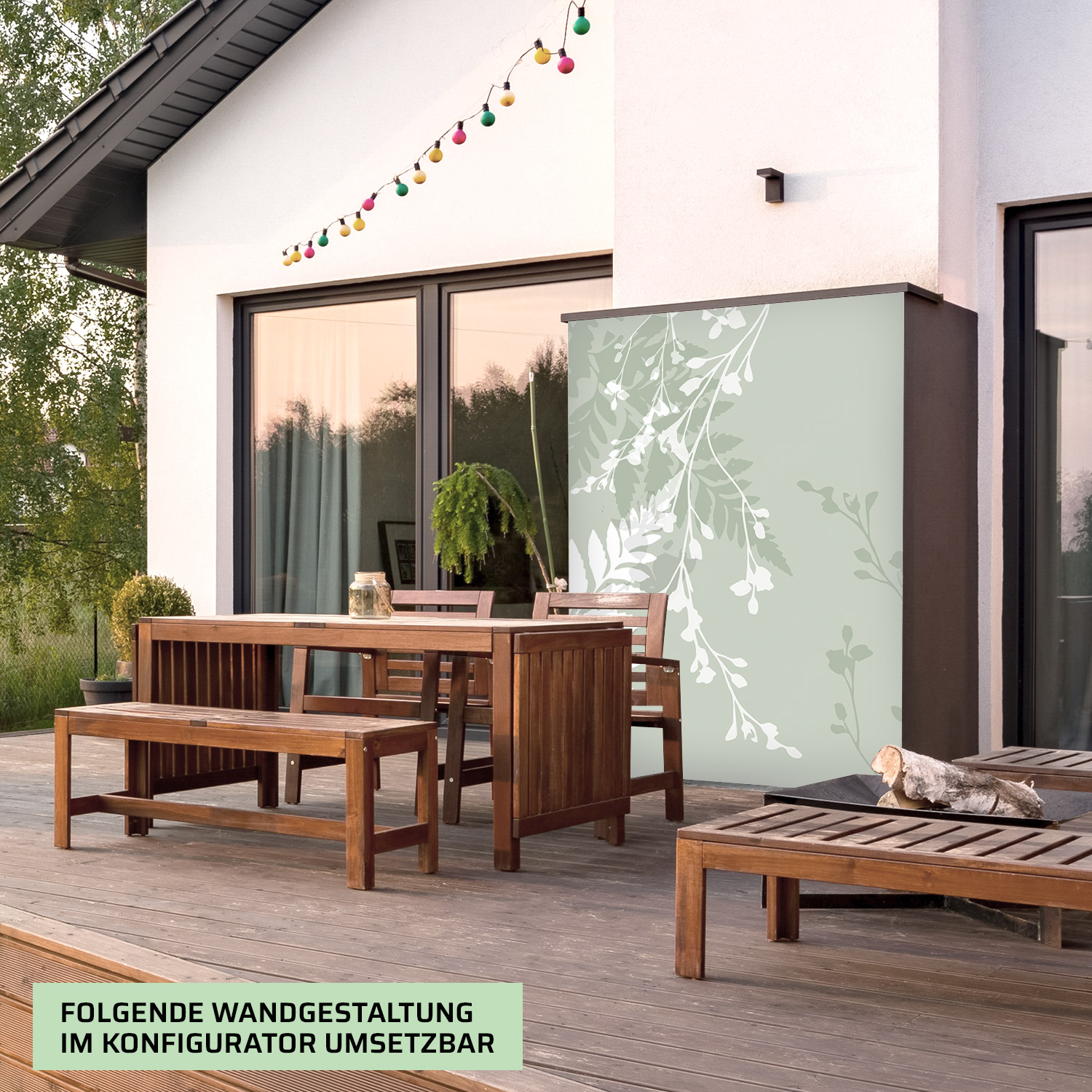 Wandverkleidung für den Outdoorbereich mit Kunst V6 Motiv