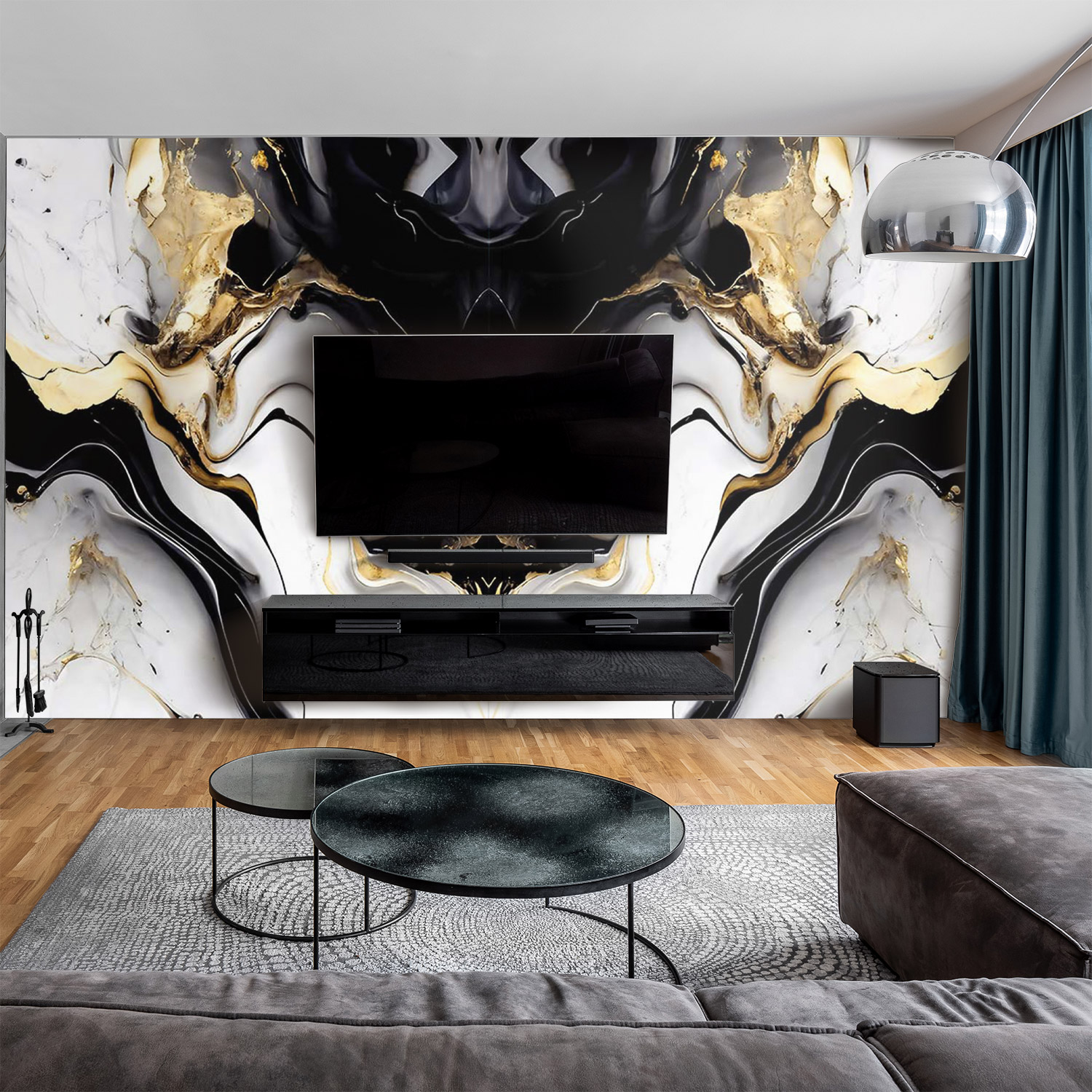 Wandverkleidung für das Wohnzimmer mit Marmor V17 Motiv