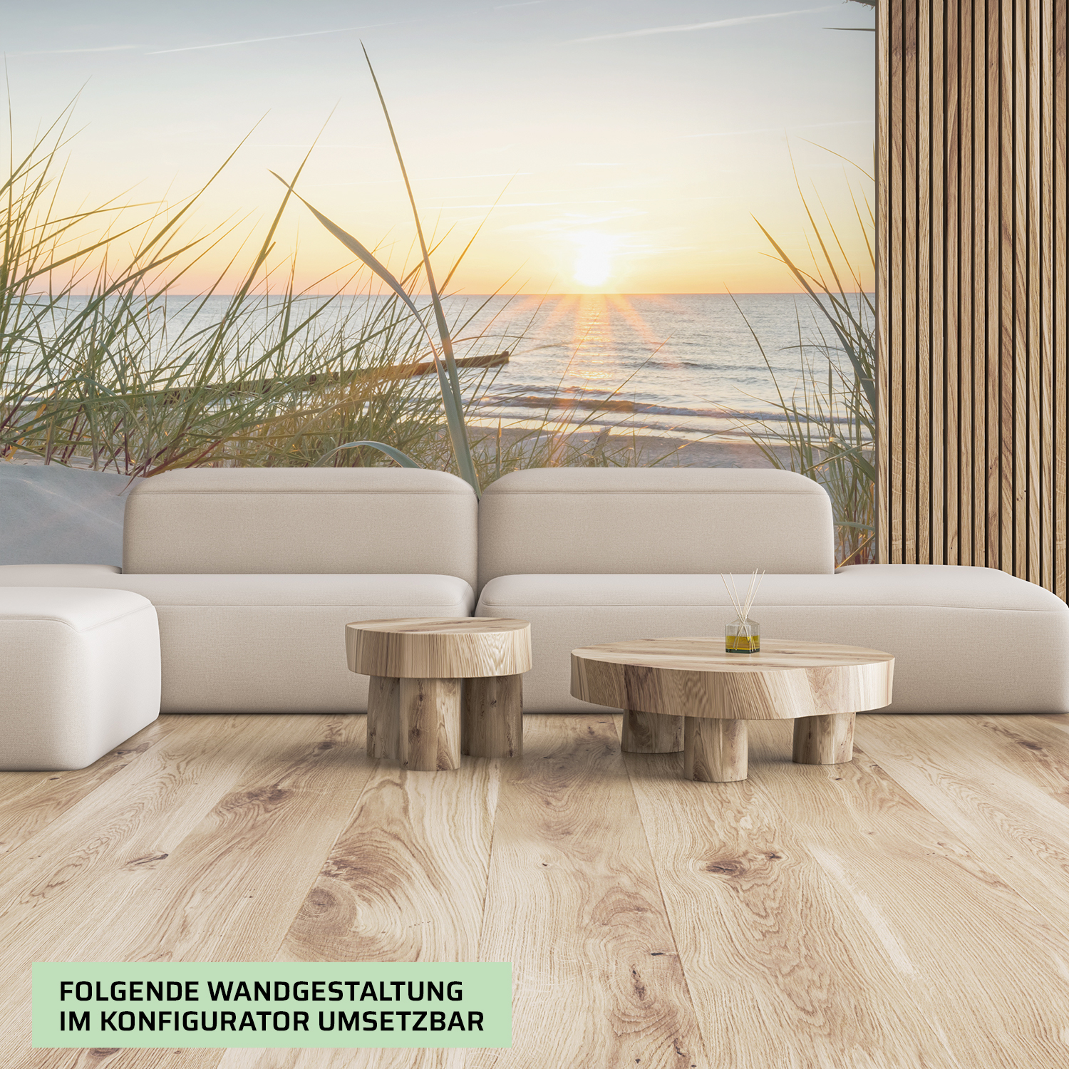 Wandverkleidung für deine Lounge mit Sonnenaufgang V1 Motiv