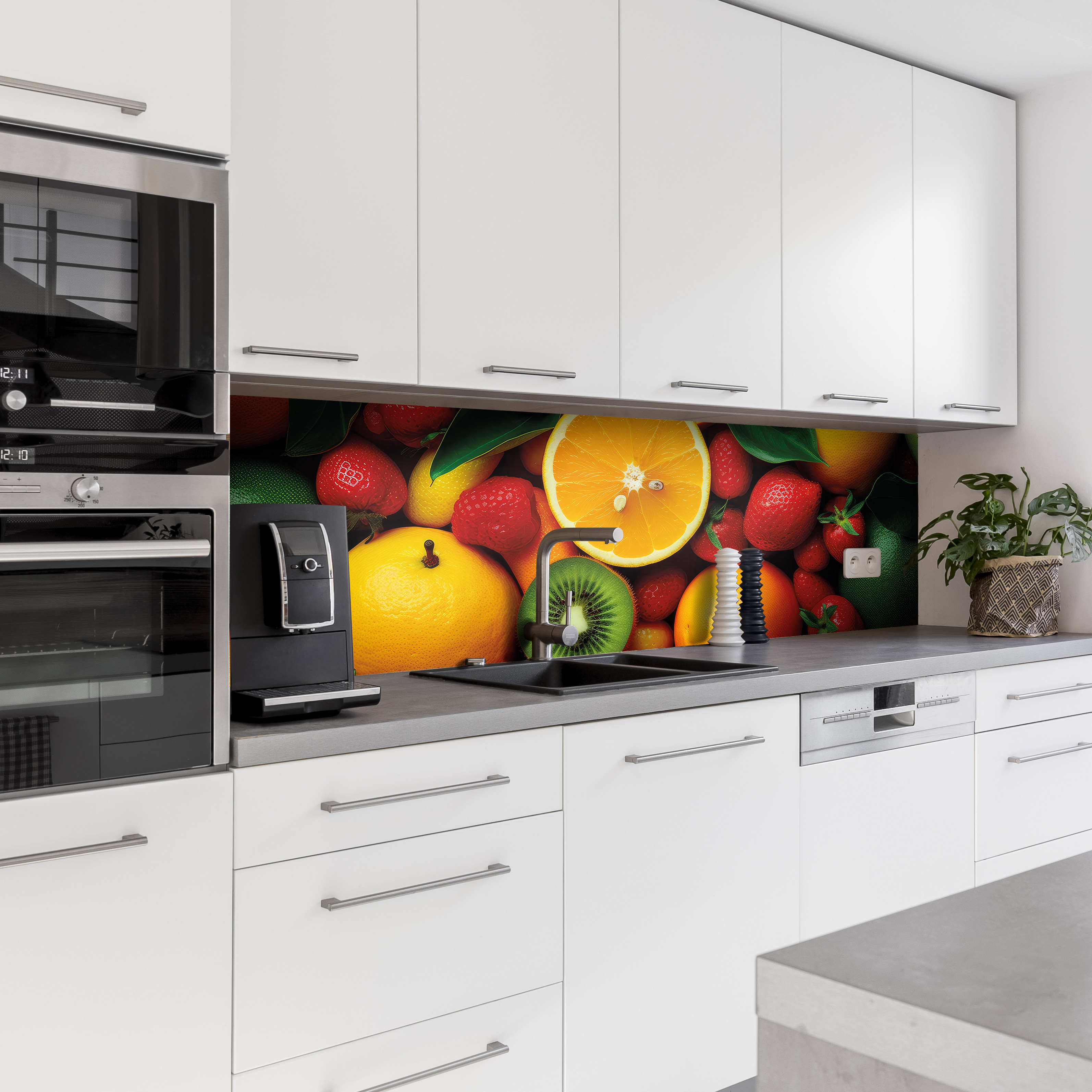 Küchenrückwand mit Obst & Gemüse V6  Motiv als Fliesenersatz und Spritzschutz 