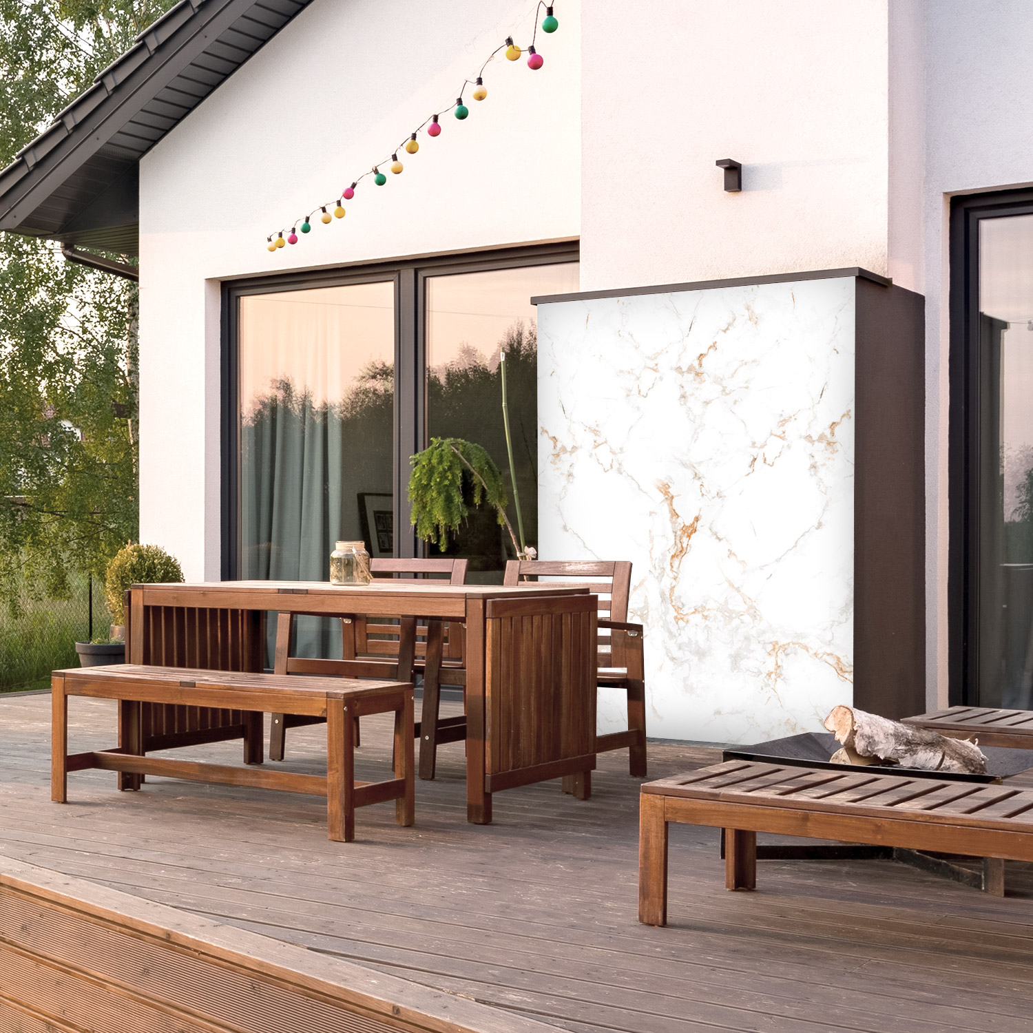 Wandverkleidung für den Outdoorbereich mit Marmor V18 Motiv