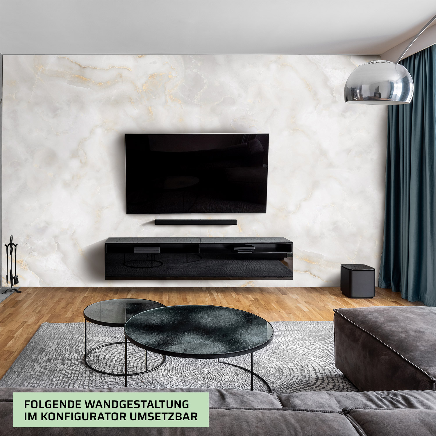 Wandverkleidung für das Wohnzimmer mit Marmor V12 Motiv