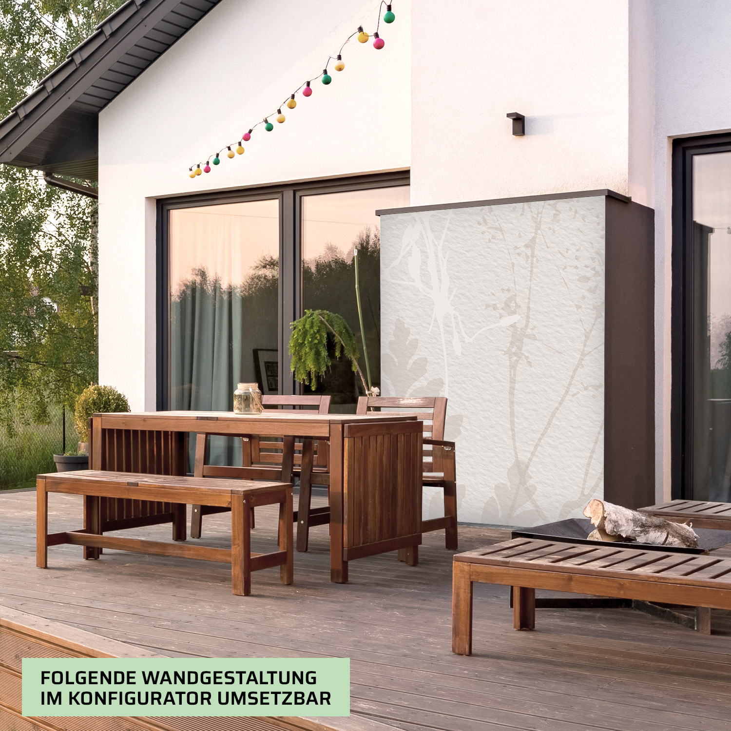 Wandverkleidung für den Outdoorbereich mit Kunst V7 Motiv