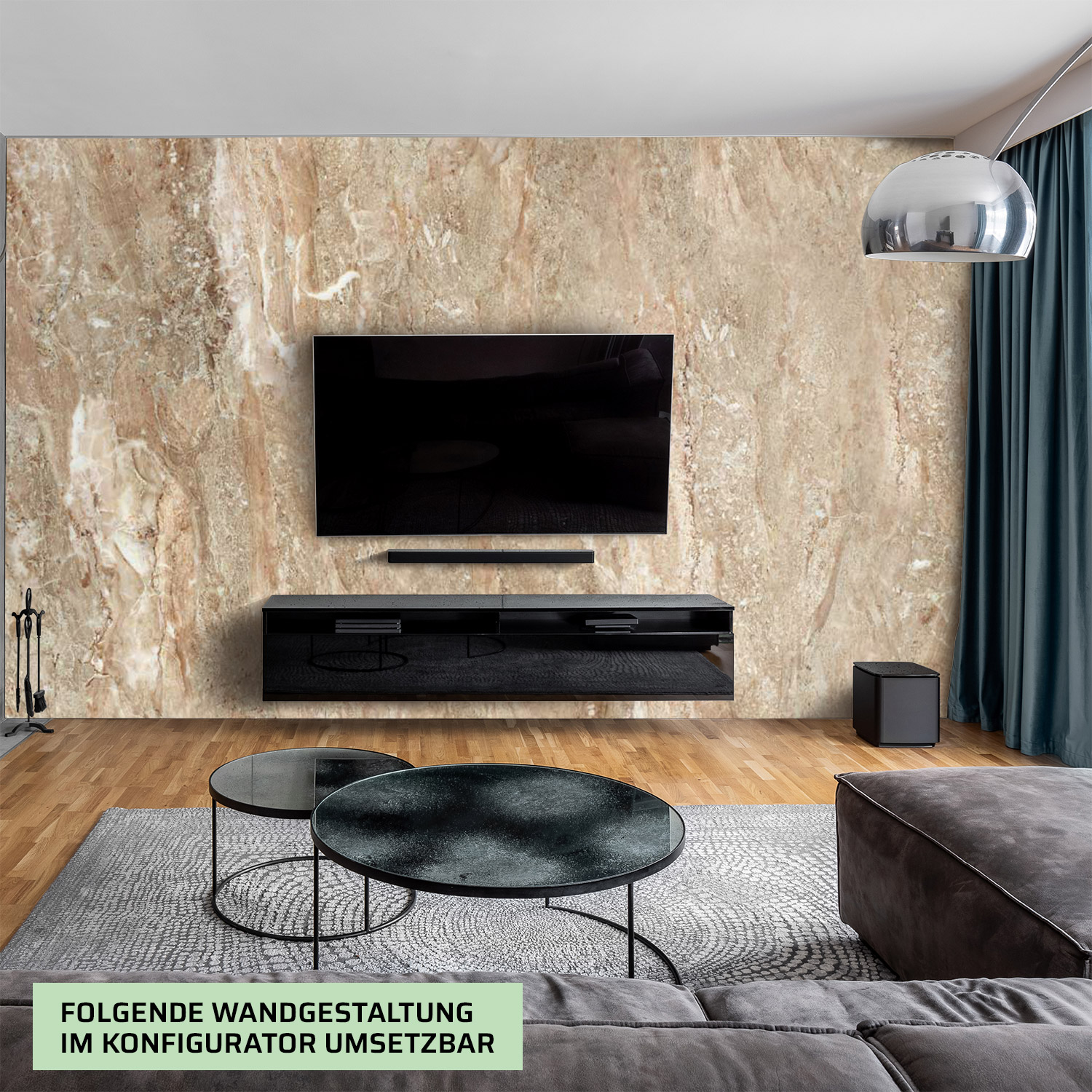 Wandverkleidung für das Wohnzimmer mit Marmor V3 Motiv