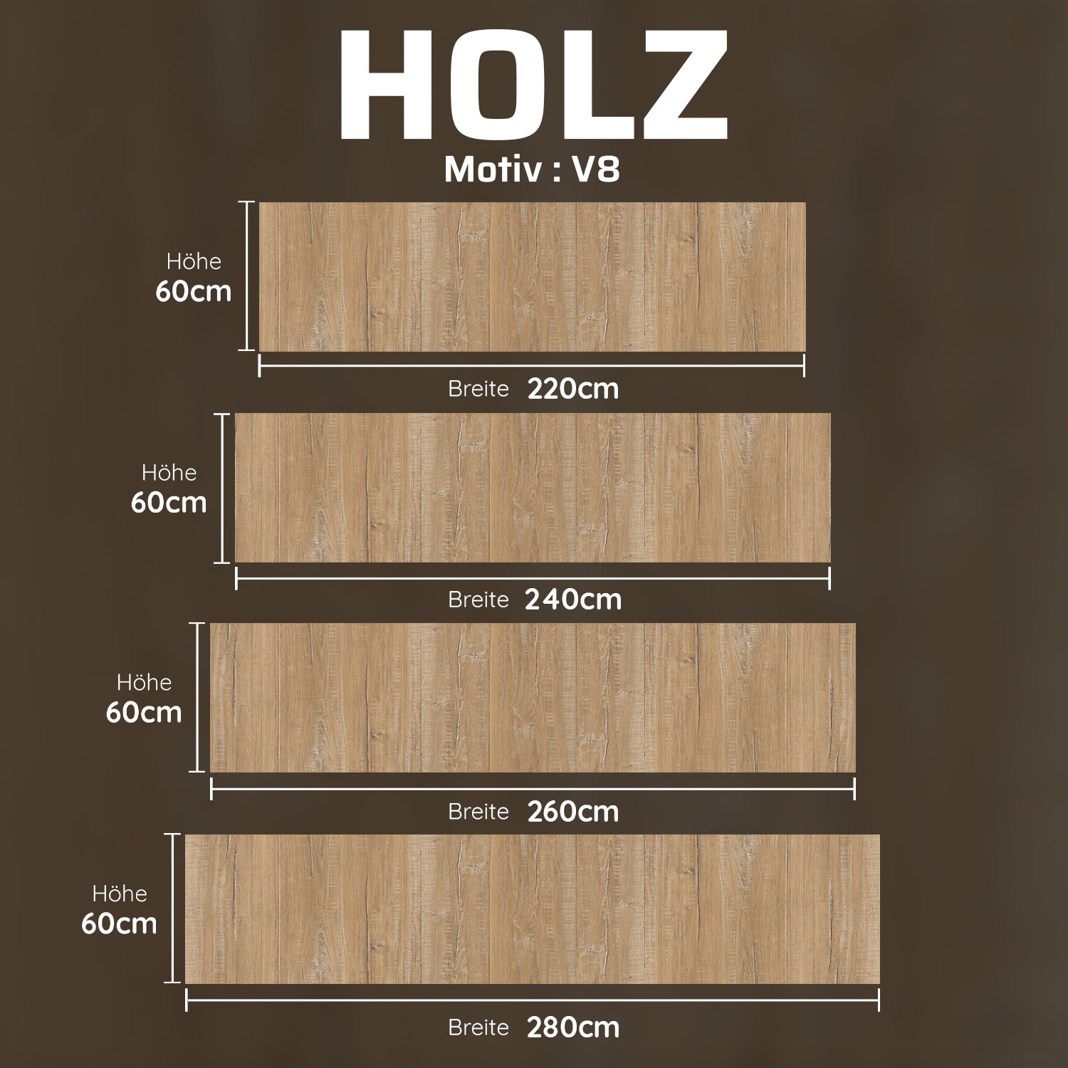 Küchenrückwand mit Holz V8 Motiv als Fliesenersatz und Spritzschutz