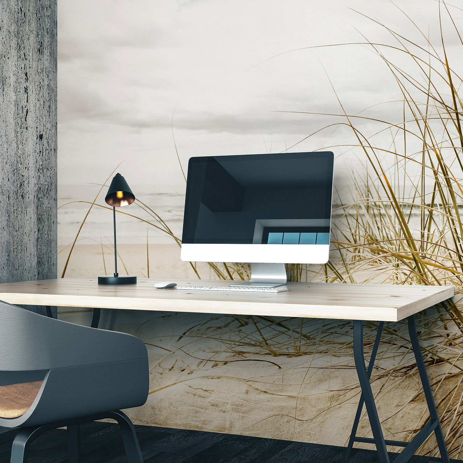 Wandverkleidung für das Büro mit Dünengras V1 Motiv