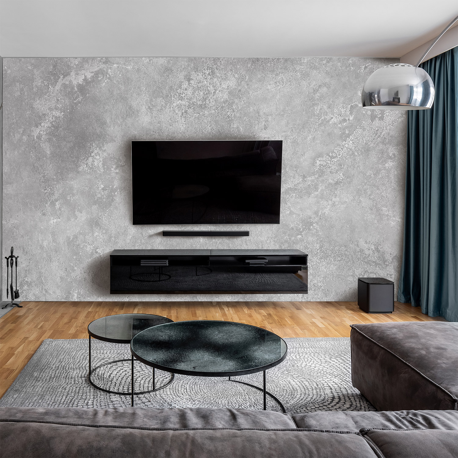 Wandverkleidung für das Wohnzimmer mit Beton V9 Motiv