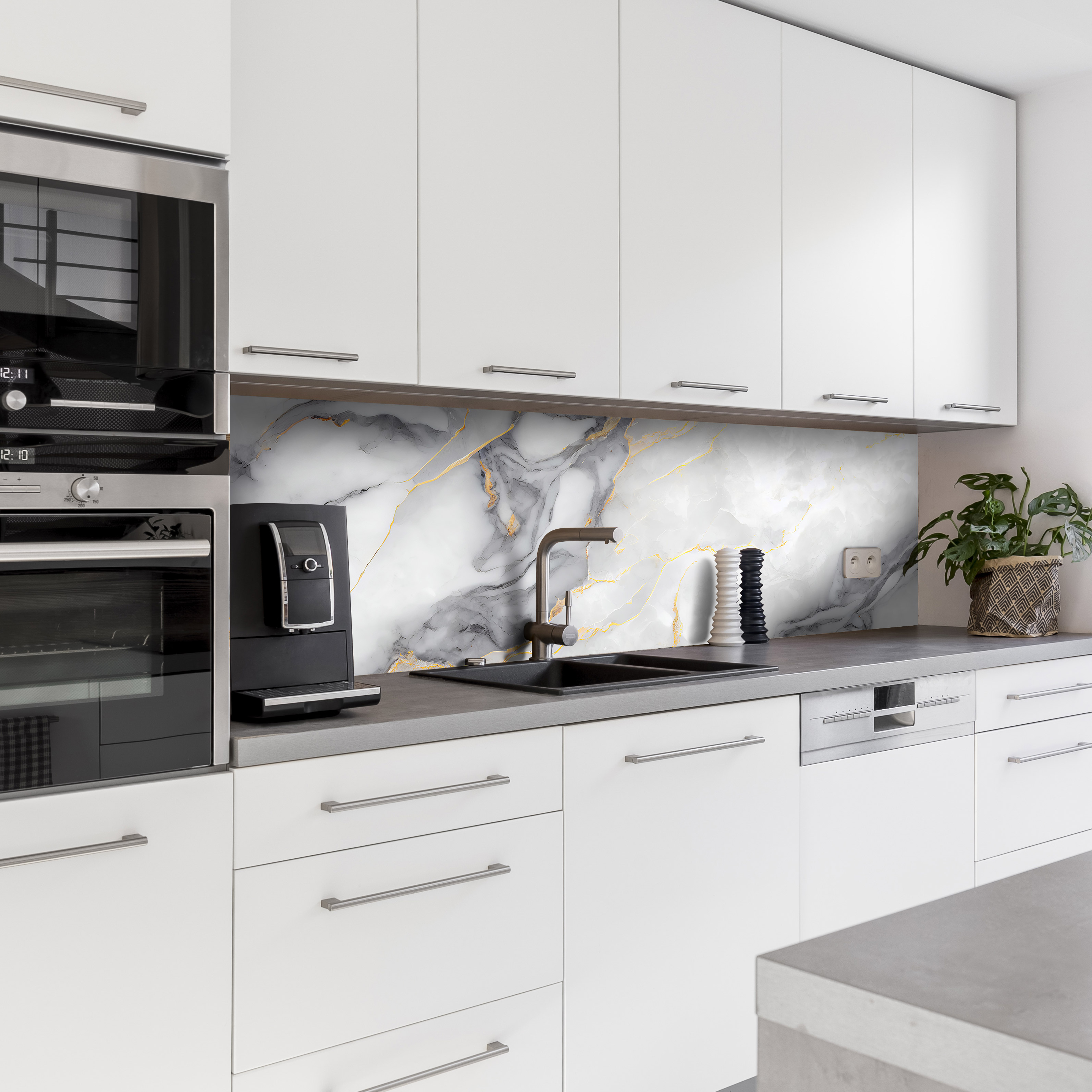 Küchenrückwand mit Marmor V20 Motiv als Fliesenersatz und Spritzschutz 