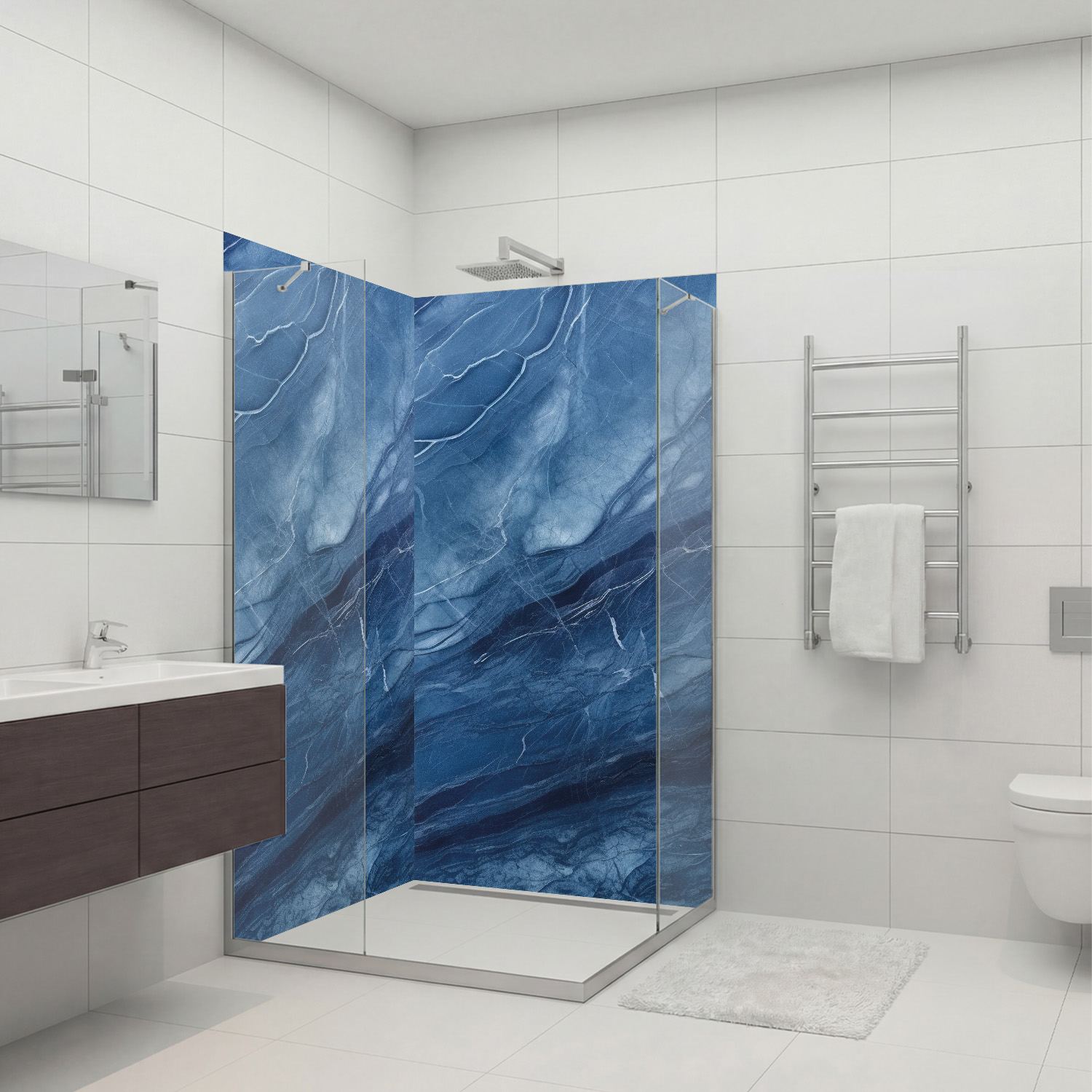 Duschrückwand mit Marmor V22 Motiv, als Badrückwand zum Fliesenersatz