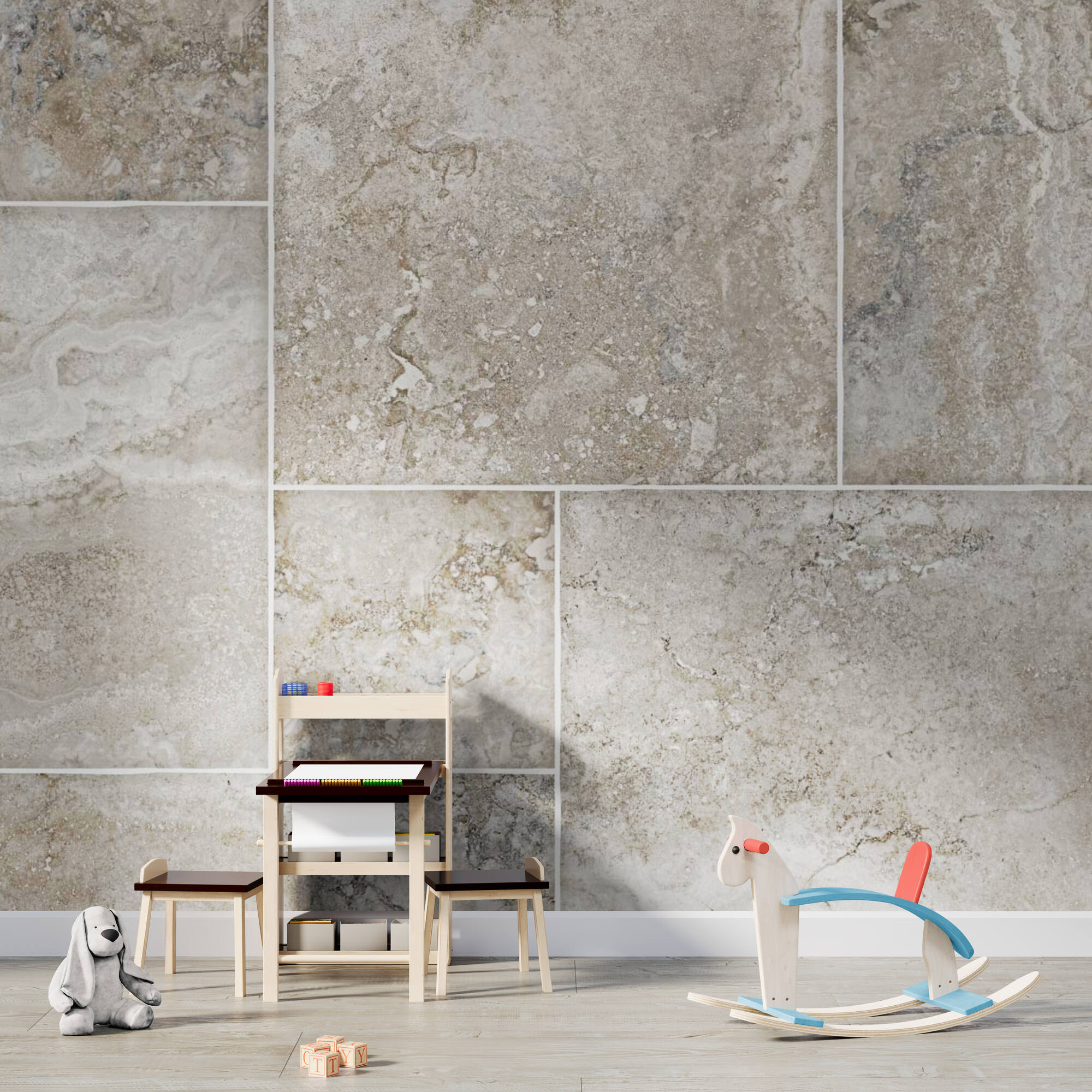 Wandverkleidung für das Kinderzimmer mit Stein V5 Motiv Wandverkleidung für das Kinderzimmer mit Stein V5 Motiv