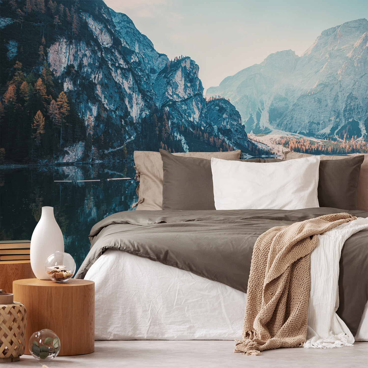 Wandverkleidung für das Schlafzimmer mit Berg V4 Motiv