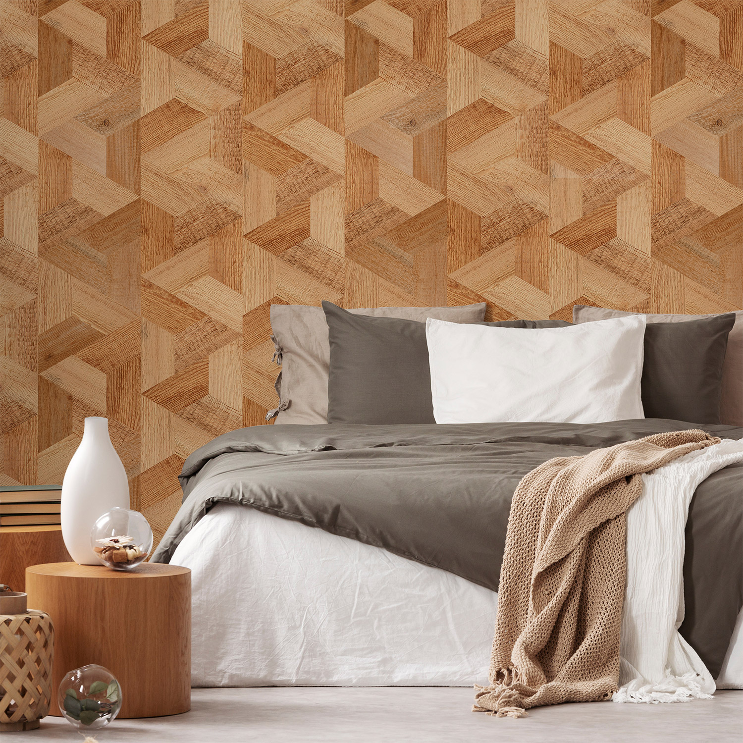 Wandverkleidung für das Schlafzimmer mit Holz V4 Motiv