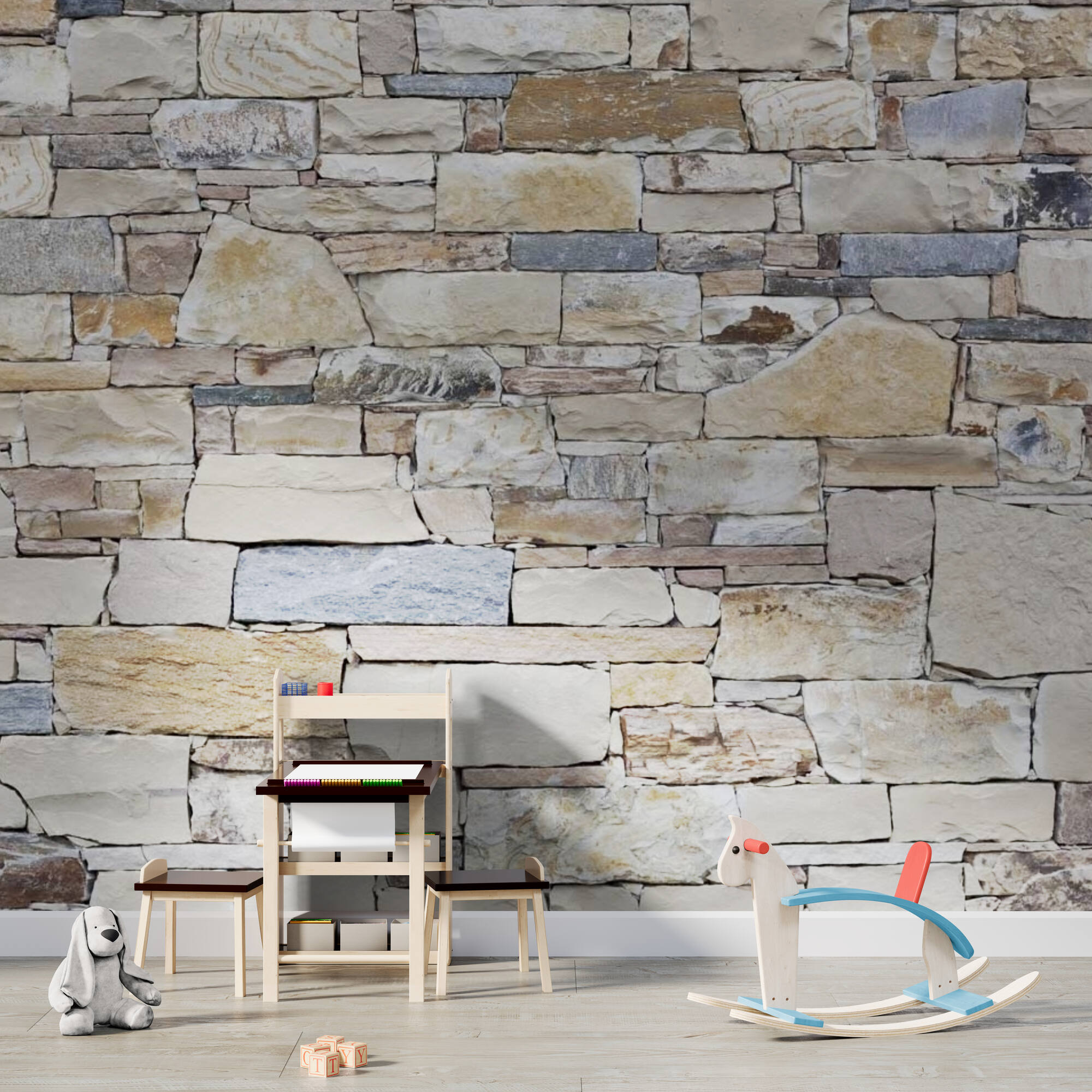 Wandverkleidung für das Kinderzimmer mit Stein V3 Motiv Wandverkleidung für das Kinderzimmer mit Stein V3 Motiv