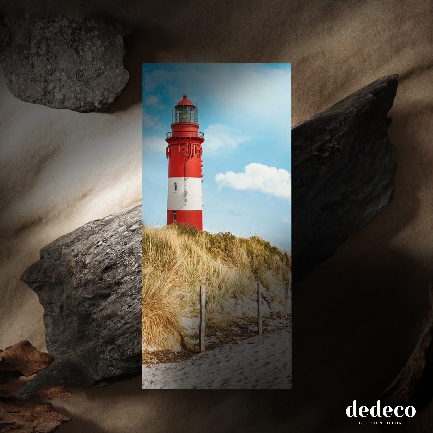Duschrückwand mit Leuchtturm V1 Motiv, als Badrückwand zum Fliesenersatz