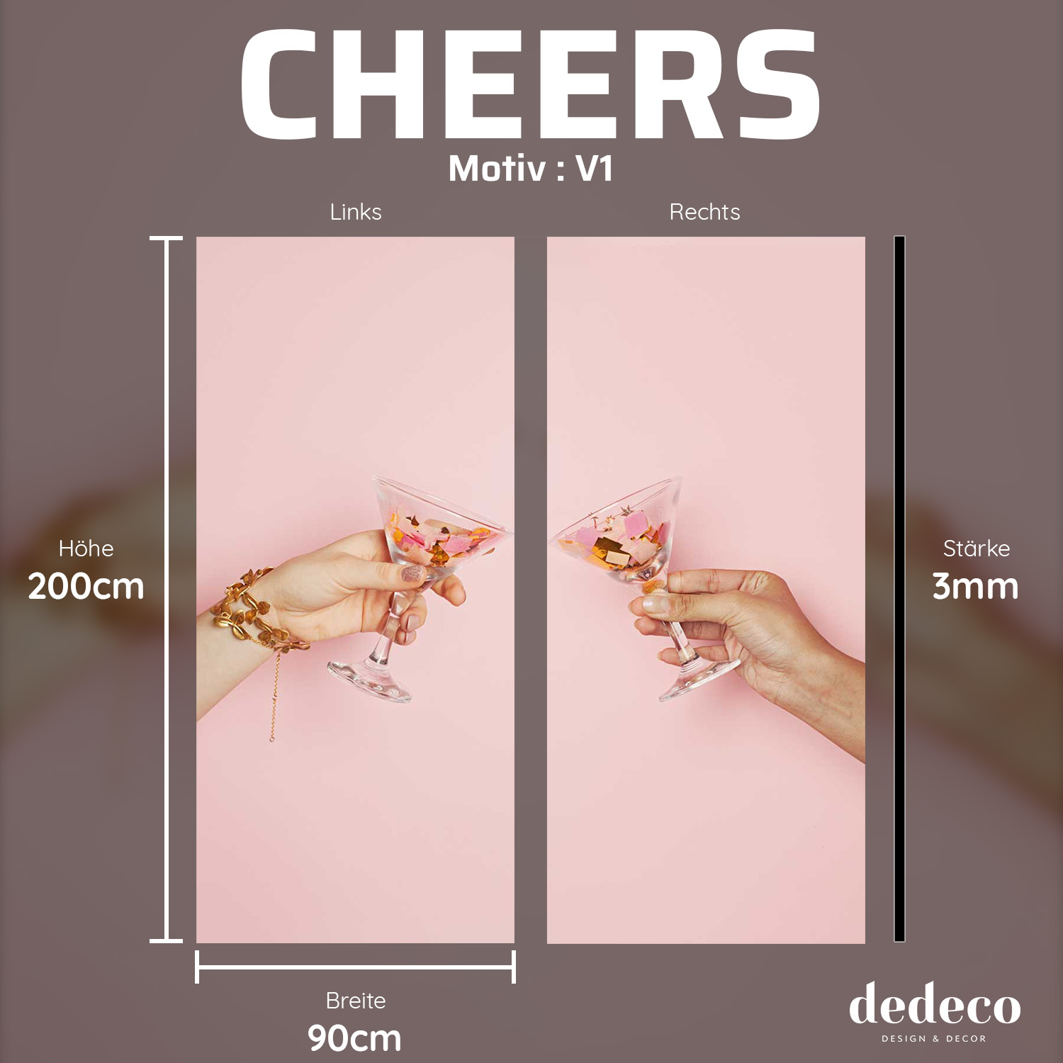 Duschrückwand mit Cheers V1 Motiv, als Badrückwand zum Fliesenersatz