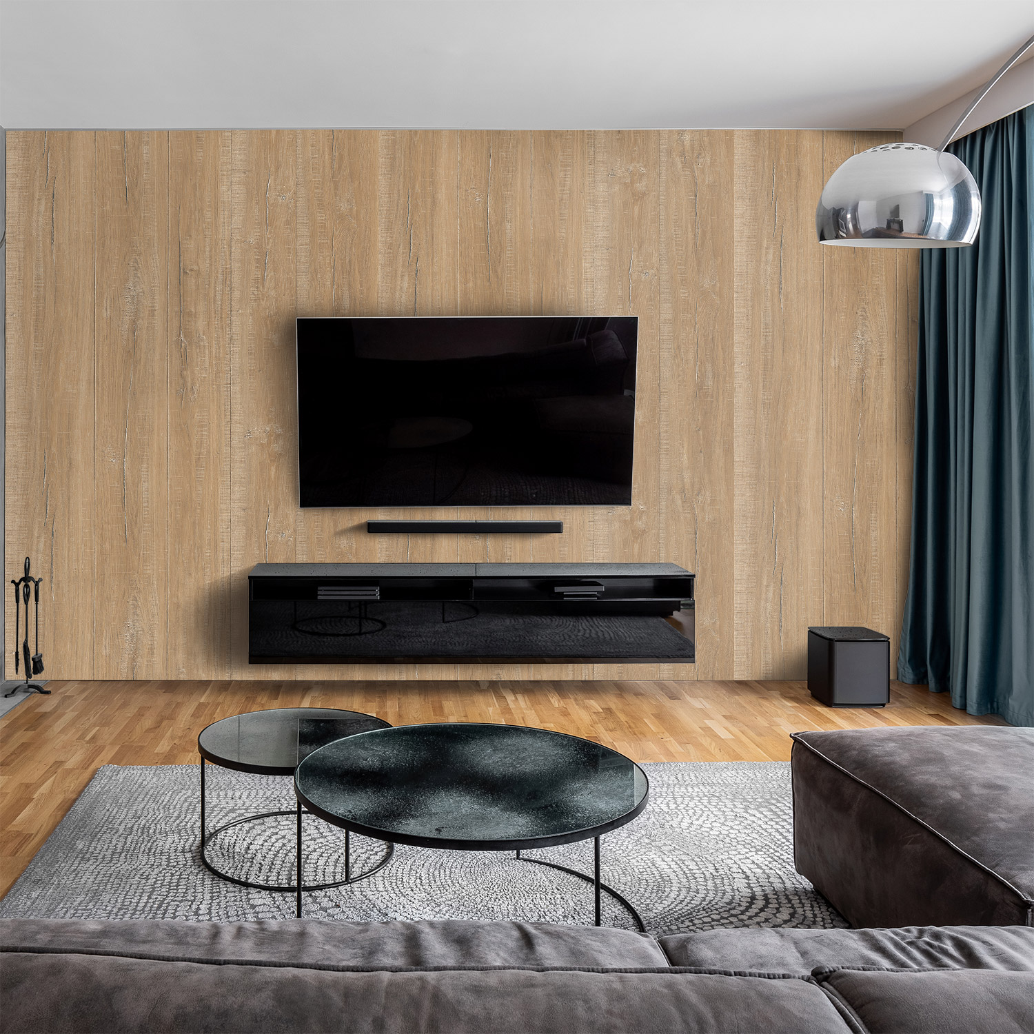 Wandverkleidung für das Wohnzimmer mit Holz V8 Motiv