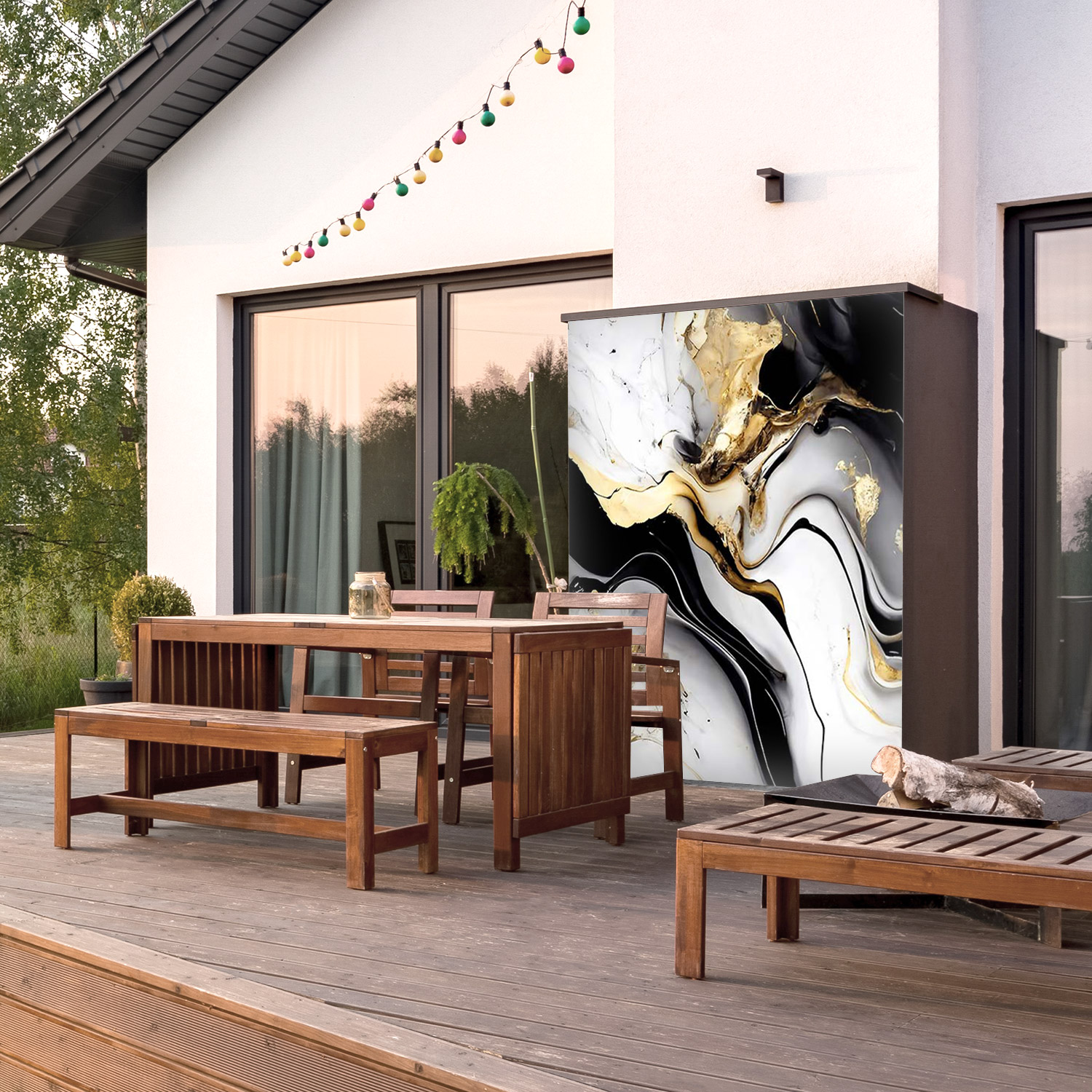 Wandverkleidung für den Outdoorbereich mit Marmor V17 Motiv