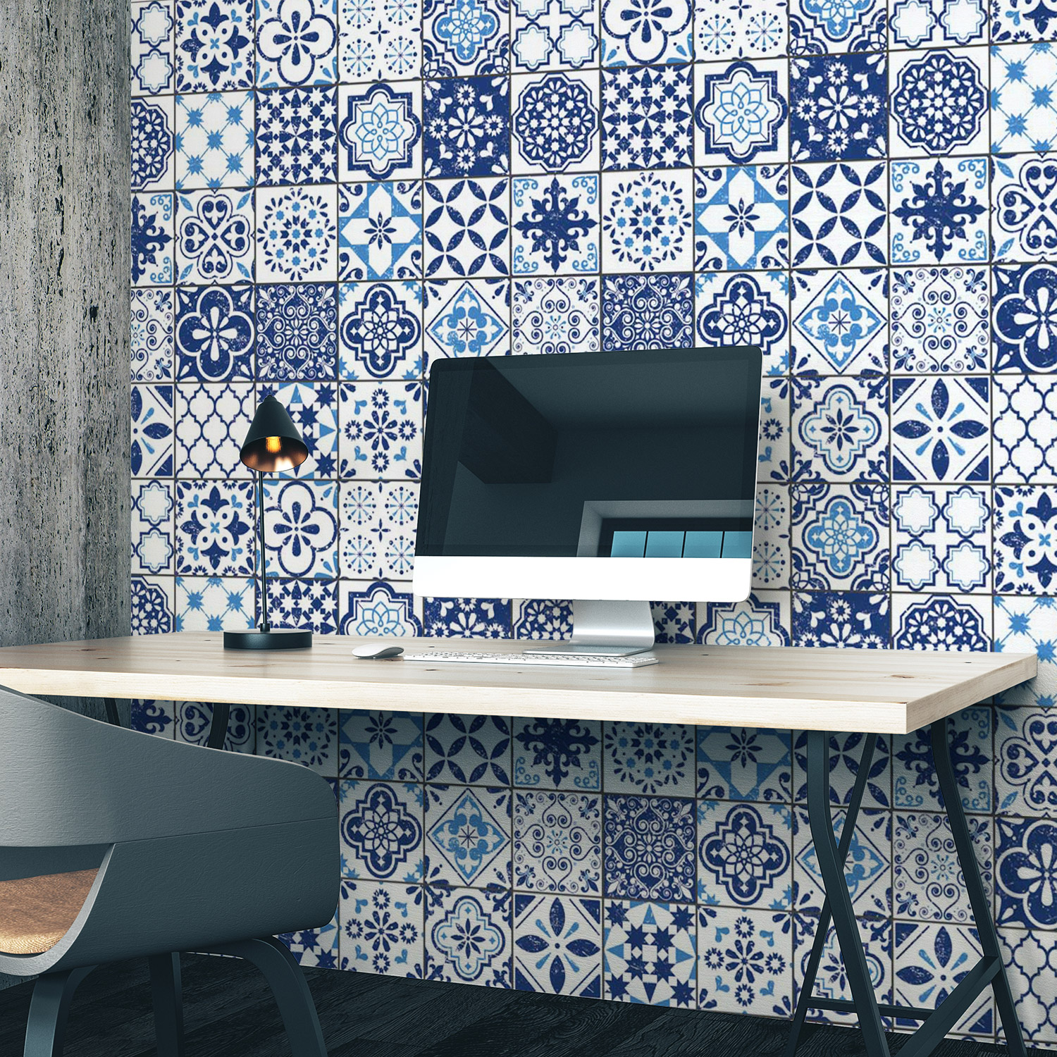 Wandverkleidung für das Büro mit Fliesen V1 Motiv