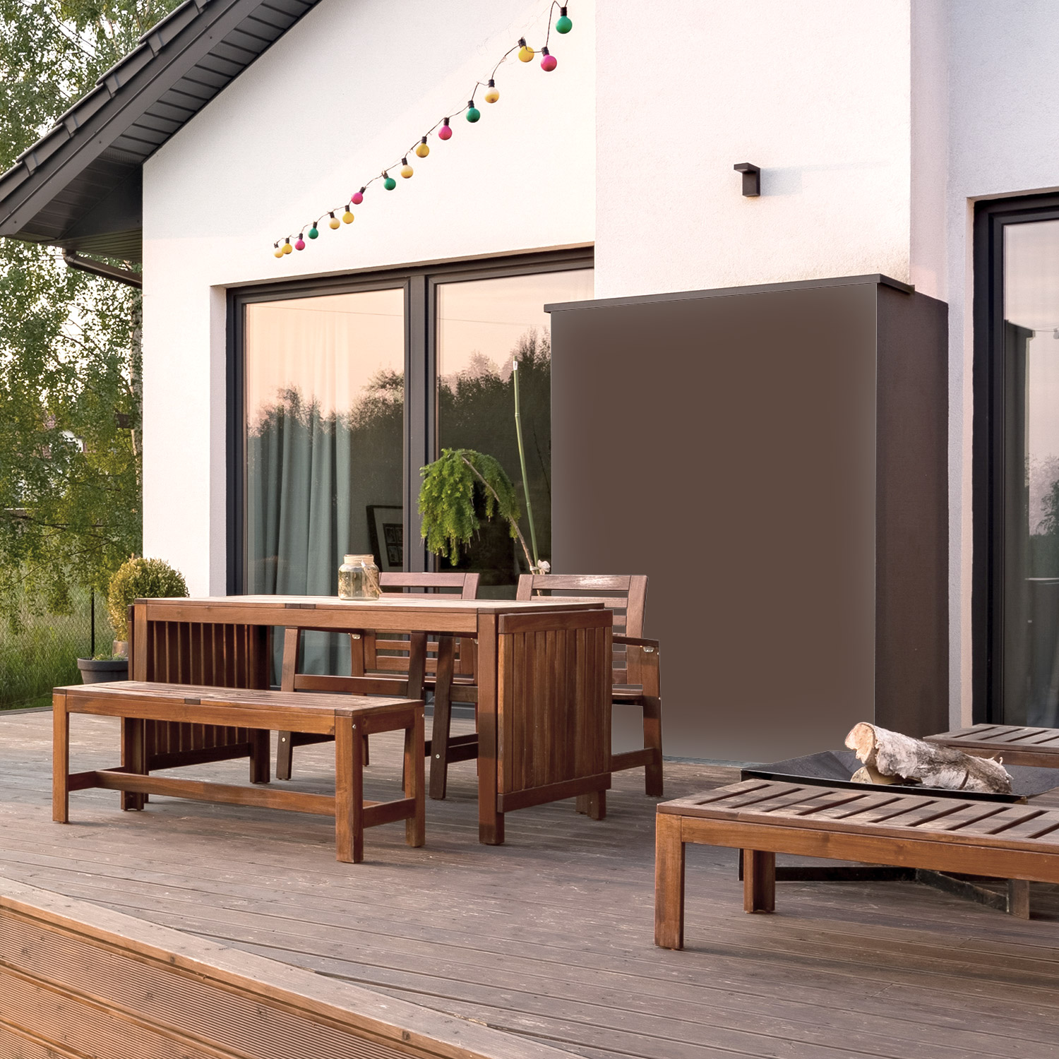 Wandverkleidung für den Outdoorbereich in Braun Unifarbe Wandverkleidung für den Outdoorbereich in Braun Unifarbe