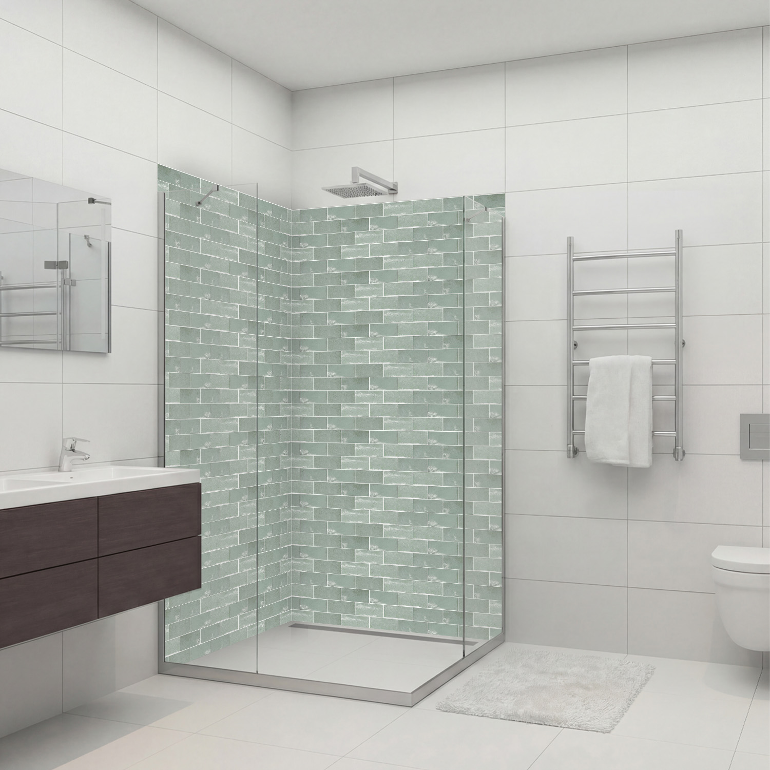 Duschrückwand mit Fliesen V9 Motiv, als Badrückwand zum Fliesenersatz