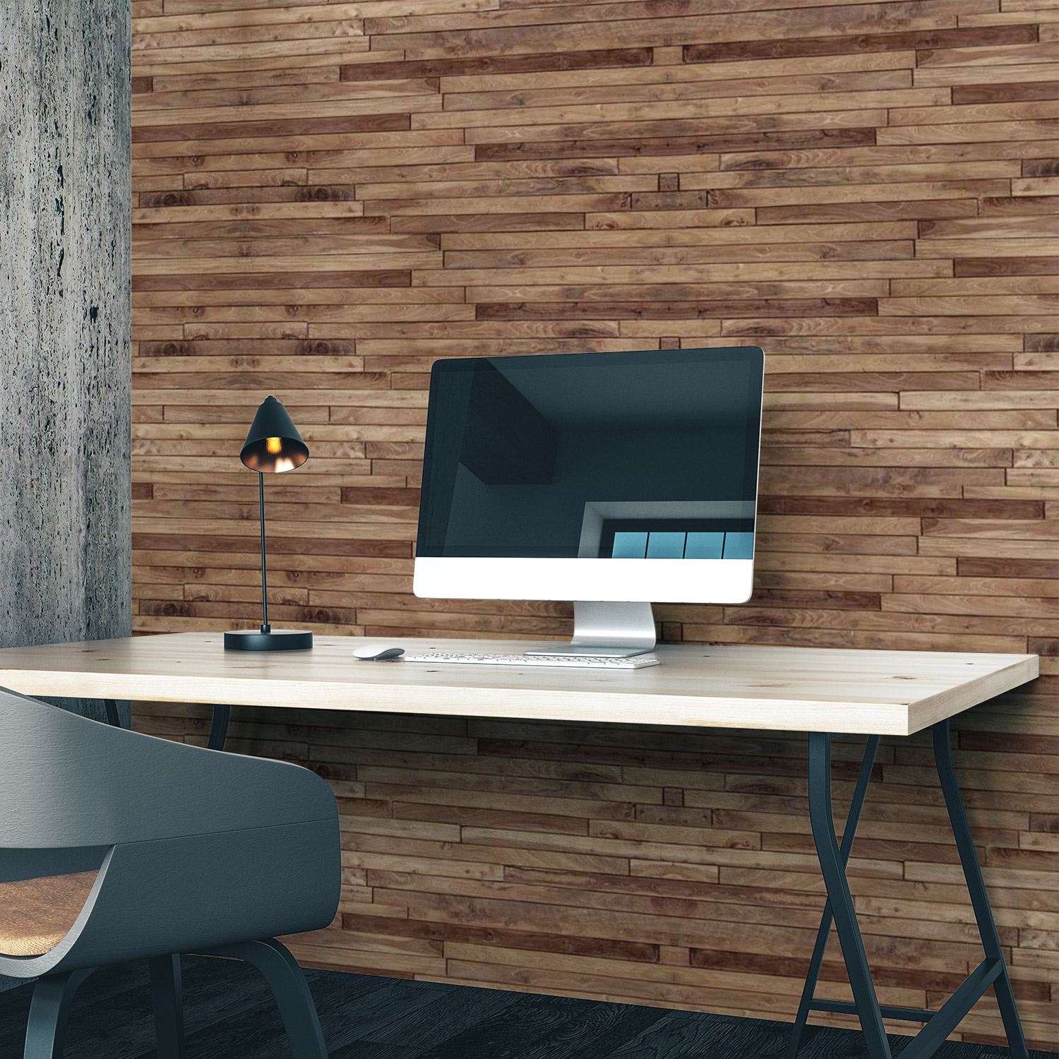 Wandverkleidung für das Büro mit Holz V3 Motiv