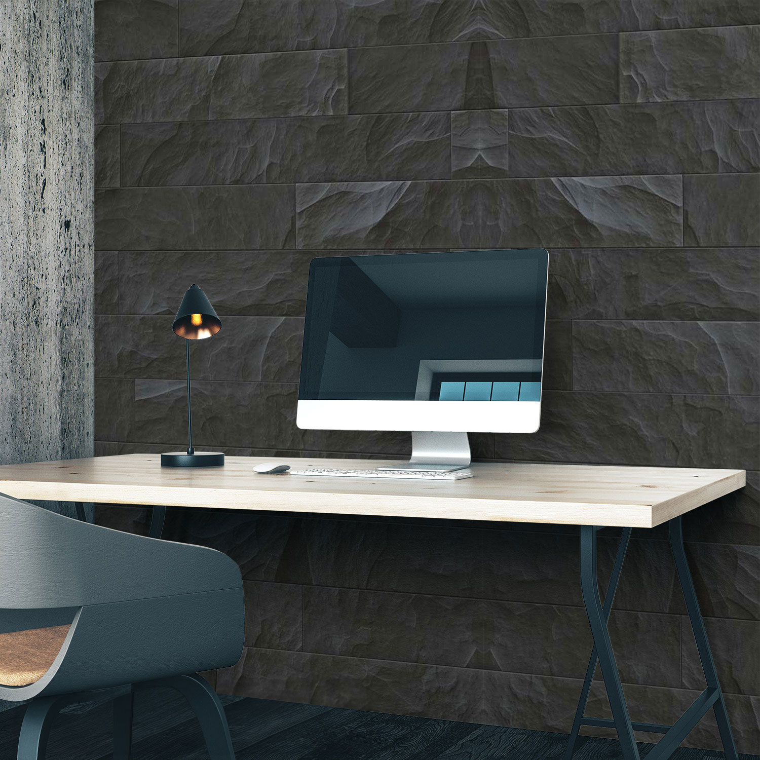 Wandverkleidung für das Büro mit Stein V6 Motiv