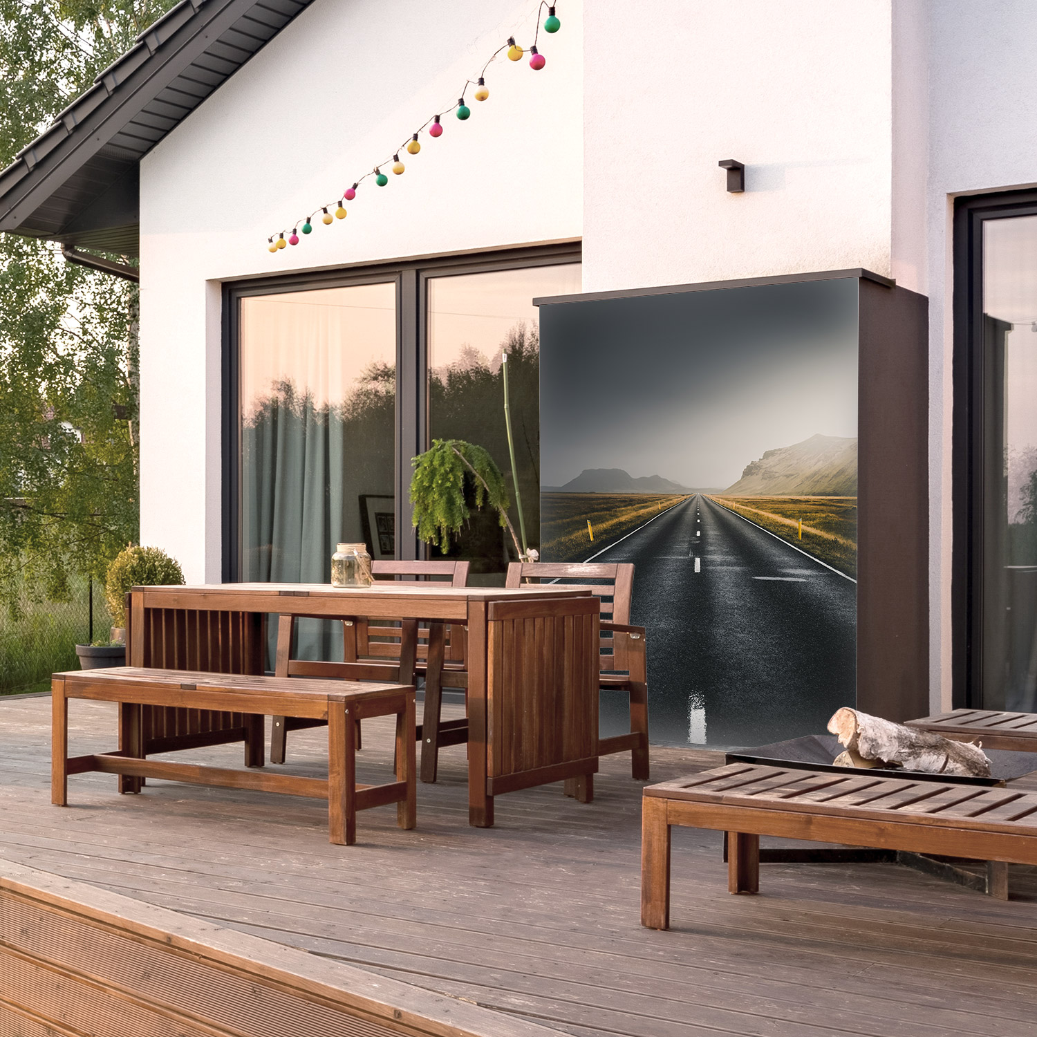 Wandverkleidung für den Outdoorbereich mit Highway V1 Motiv Wandverkleidung für den Outdoorbereich mit Highway V1 Motiv