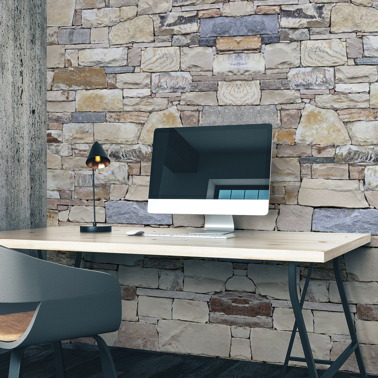 Wandverkleidung für das Büro mit Stein V3 Motiv