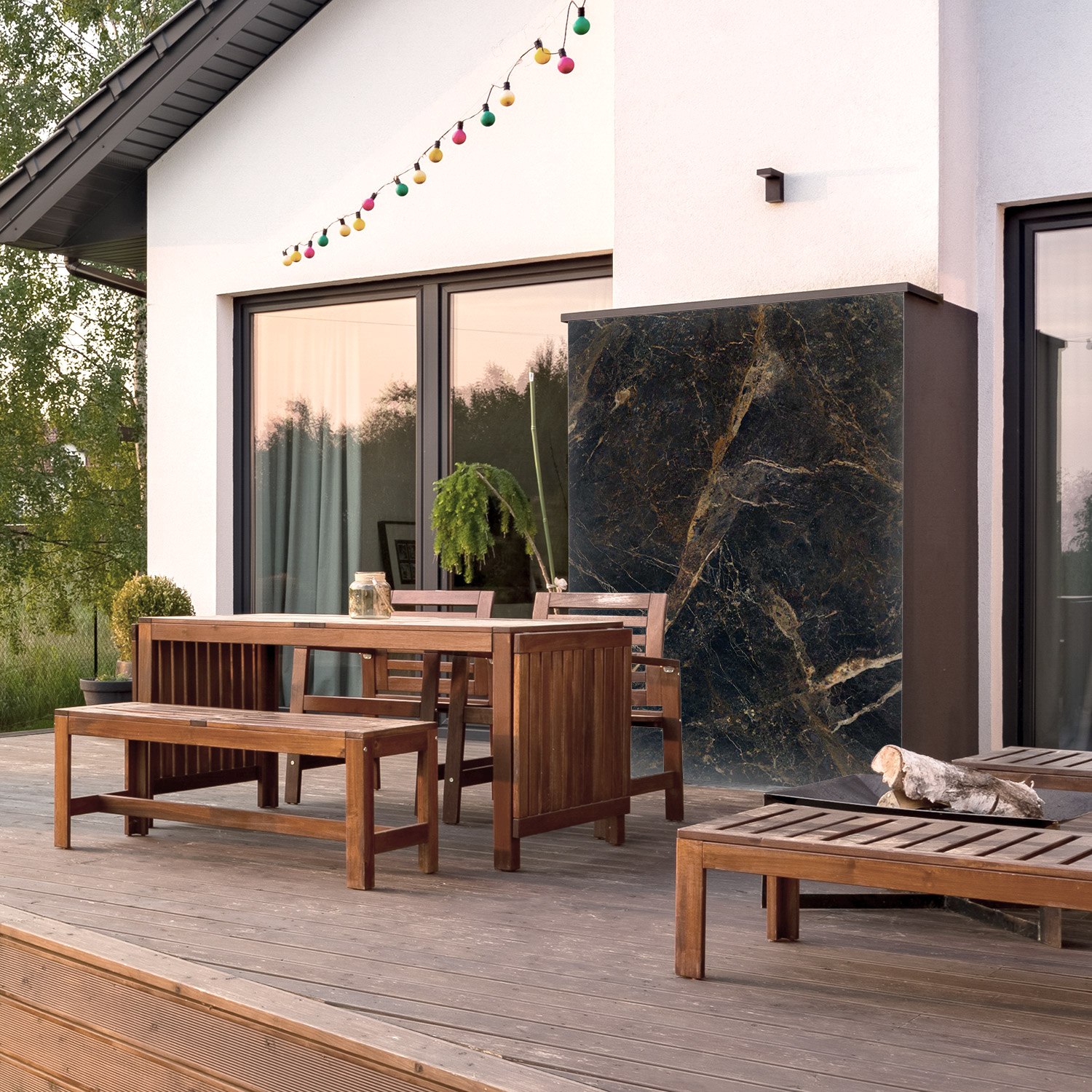 Wandverkleidung für den Outdoorbereich mit Marmor V2 Motiv Wandverkleidung für den Outdoorbereich mit Marmor V2 Motiv