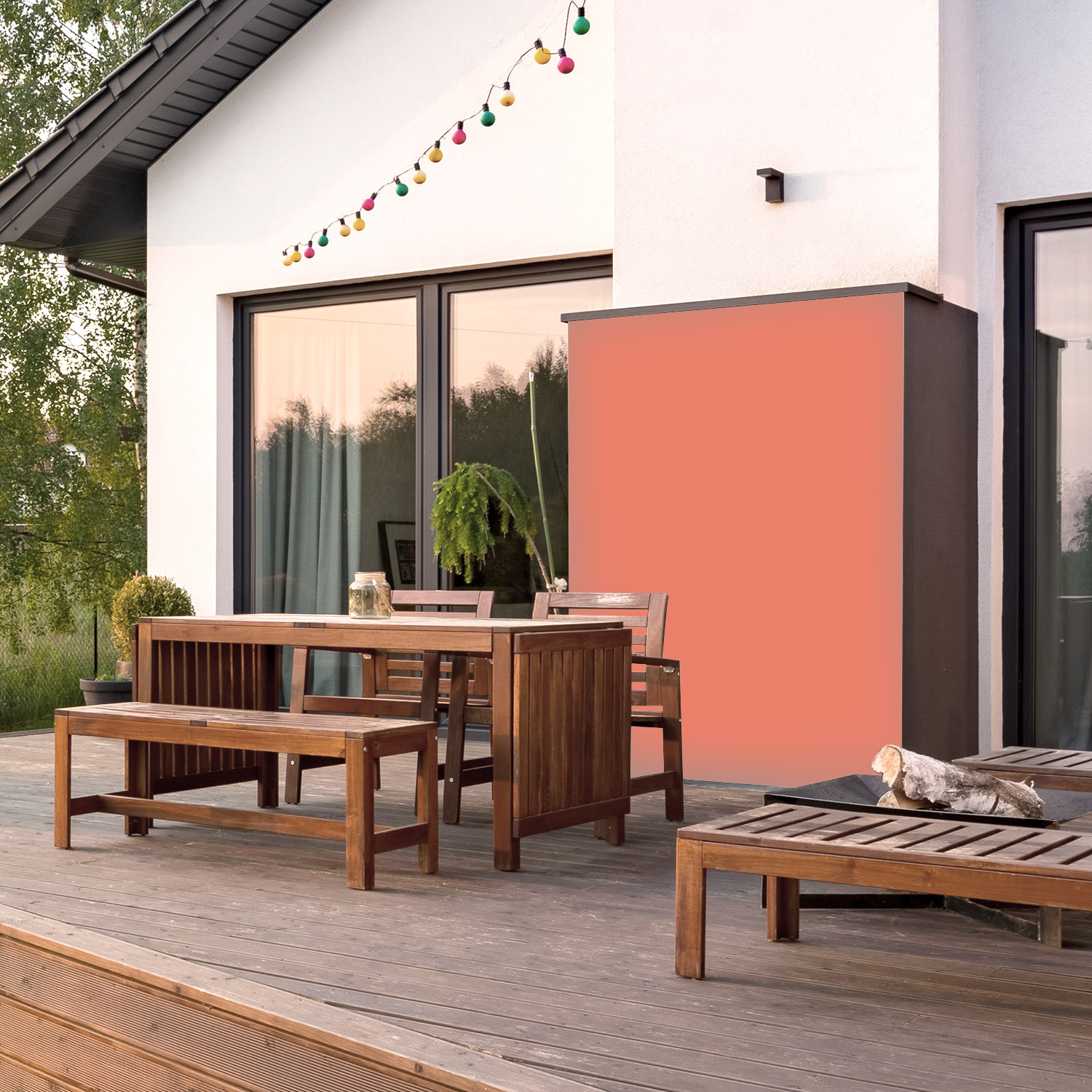 Wandverkleidung für den Outdoorbereich in Pastellrot Unifarbe Wandverkleidung für den Outdoorbereich in Pastellrot Unifarbe
