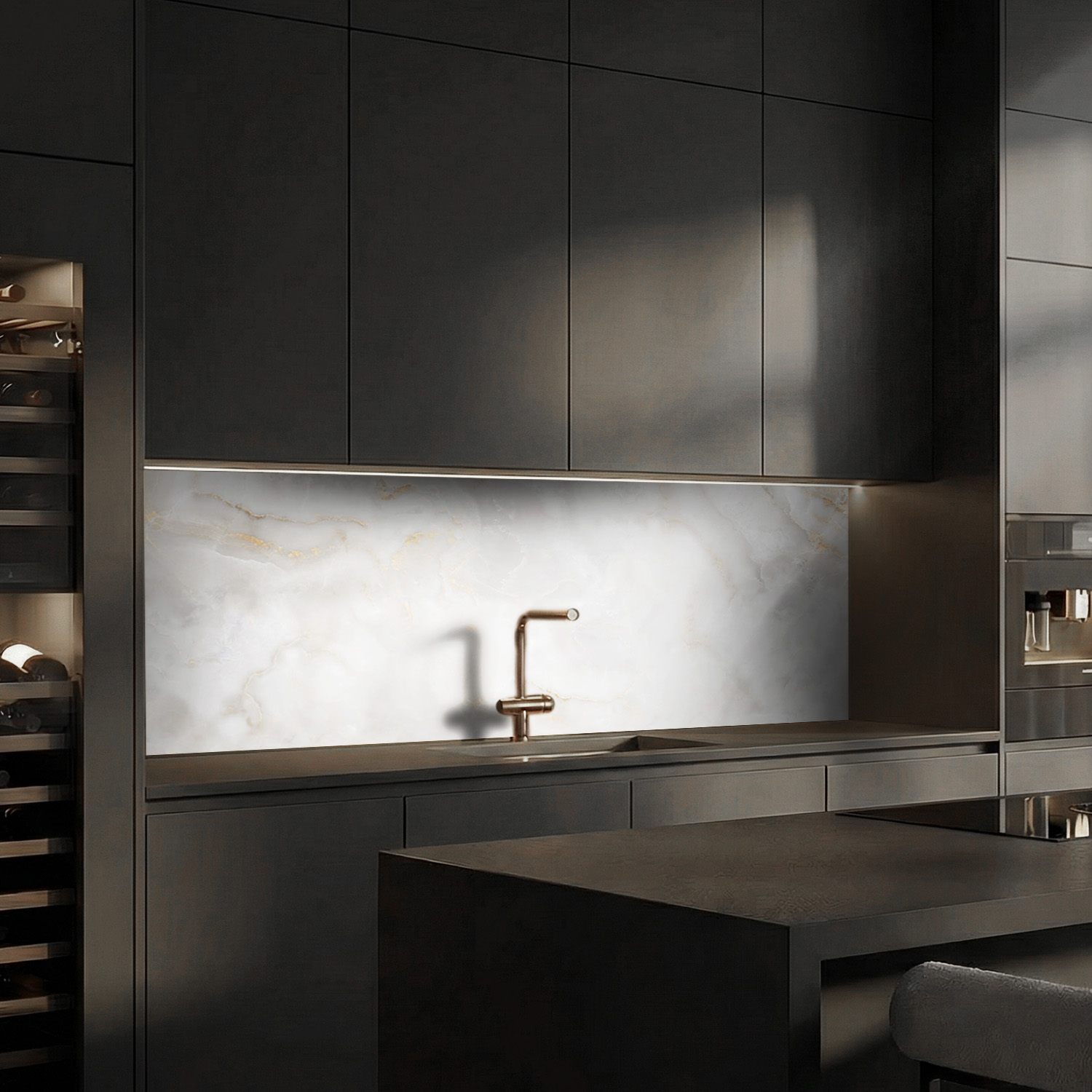 Küchenrückwand mit Marmor V12 Motiv als Fliesenersatz und Spritzschutz