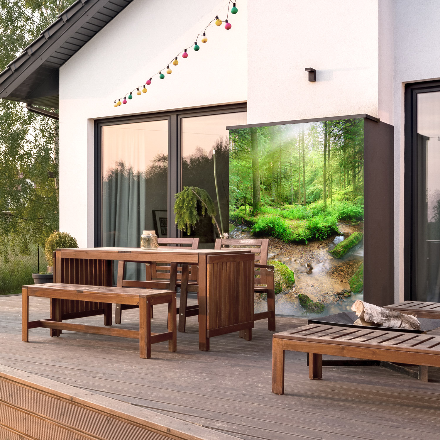 Wandverkleidung für den Outdoorbereich mit Wald V3 Motiv Wandverkleidung für den Outdoorbereich mit Wald V3 Motiv