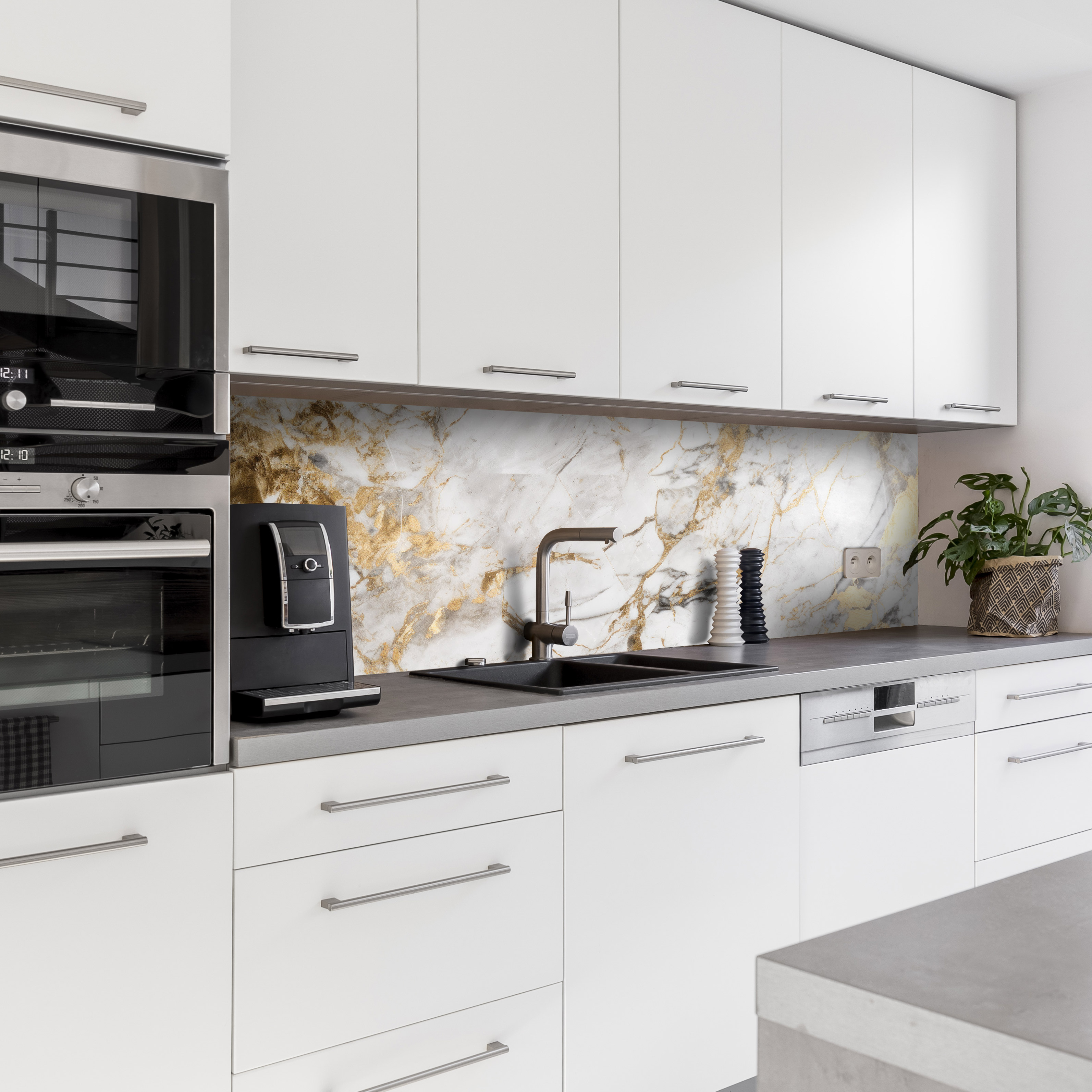 Küchenrückwand mit Marmor V21 Motiv als Fliesenersatz und Spritzschutz 
