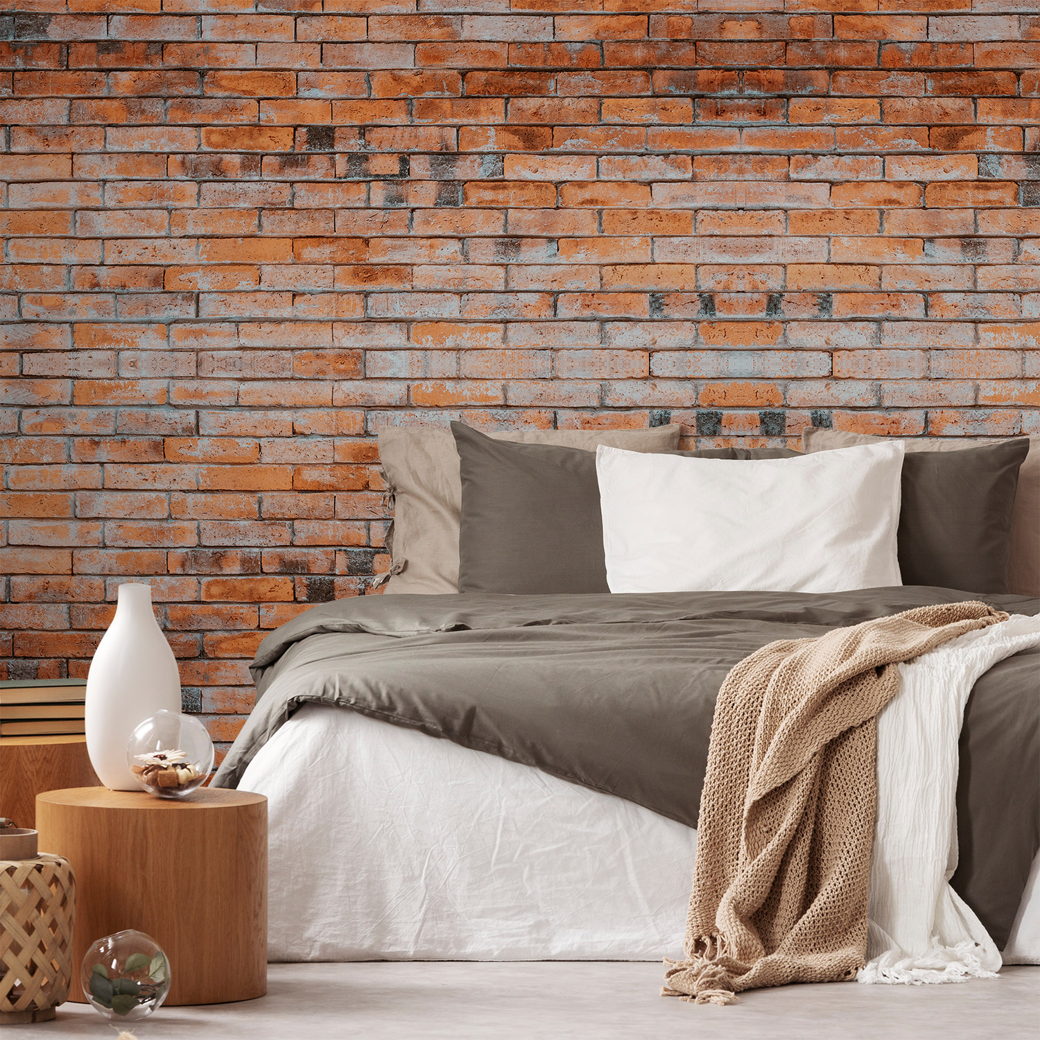 Wandverkleidung für das Schlafzimmer mit Ziegelsteine V1 Motiv