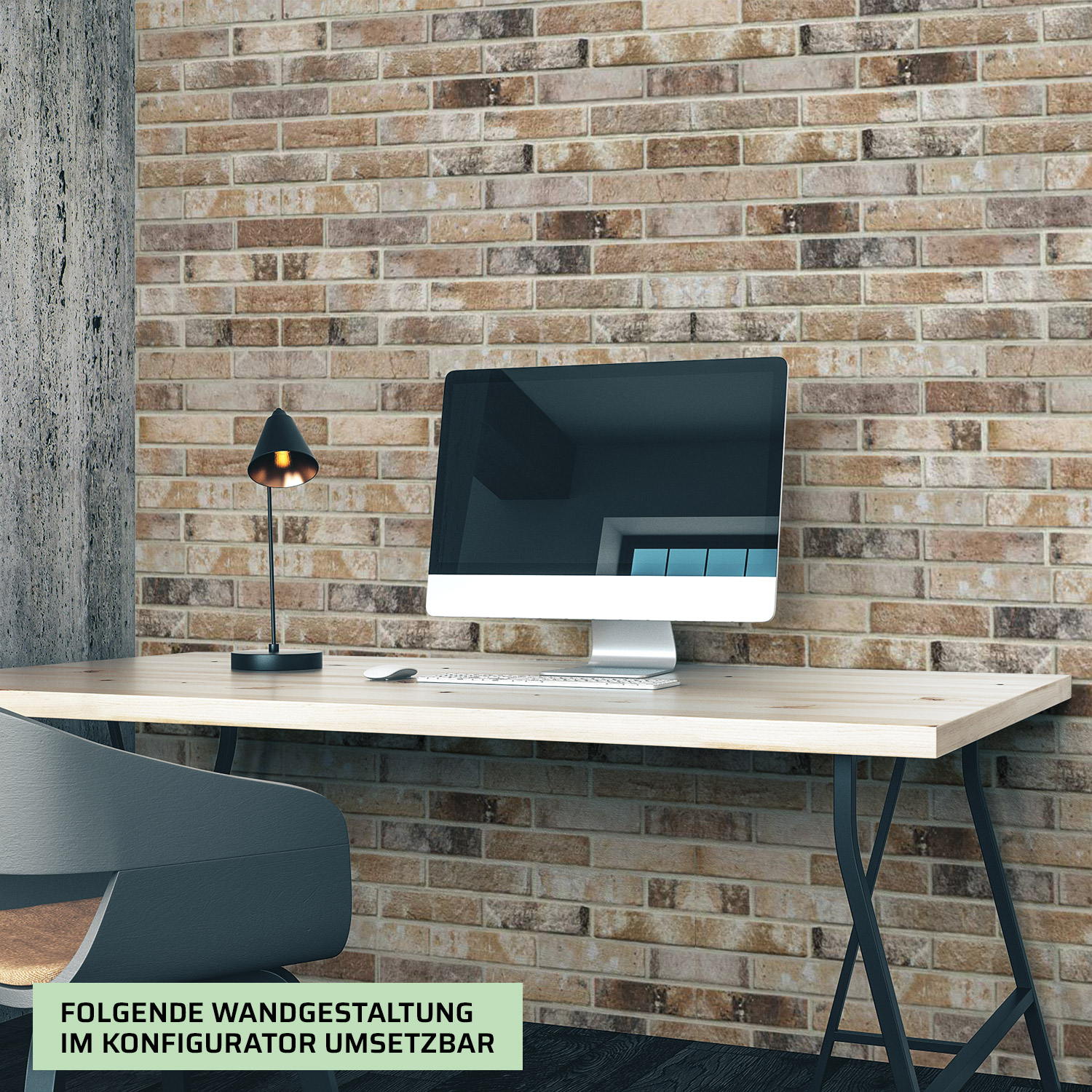 Wandverkleidung für das Büro mit Ziegelsteine V2 Motiv