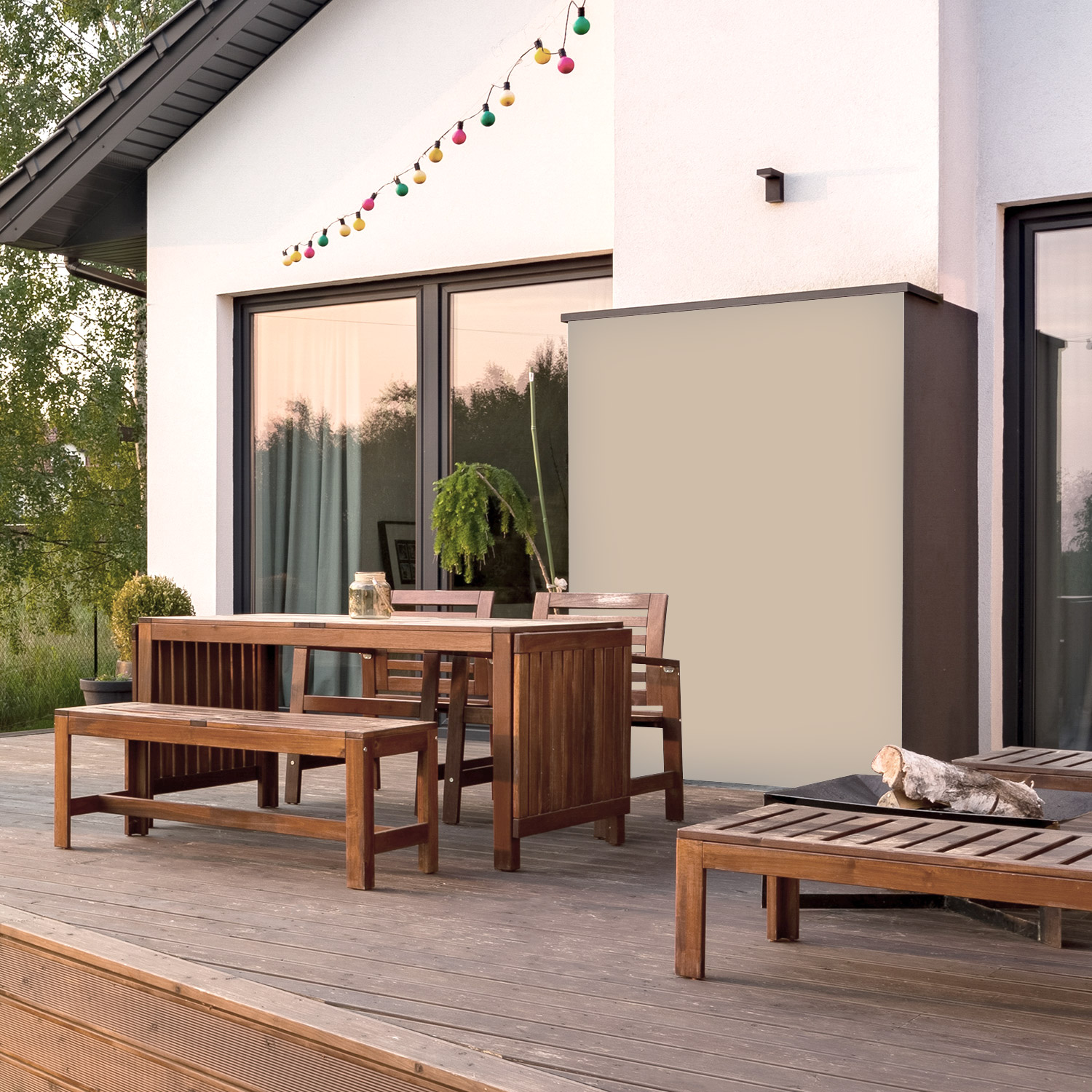 Wandverkleidung für den Outdoorbereich in Taupe Unifarbe Wandverkleidung für den Outdoorbereich in Taupe Unifarbe