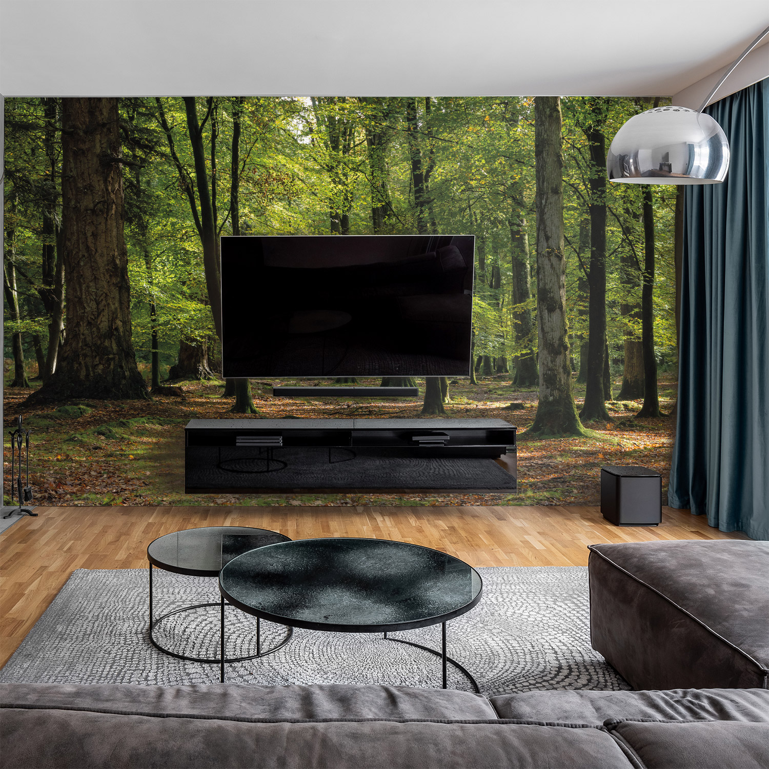 Wandverkleidung für das Wohnzimmer mit Wald V6 Motiv Wandverkleidung für das Wohnzimmer mit Wald V6 Motiv