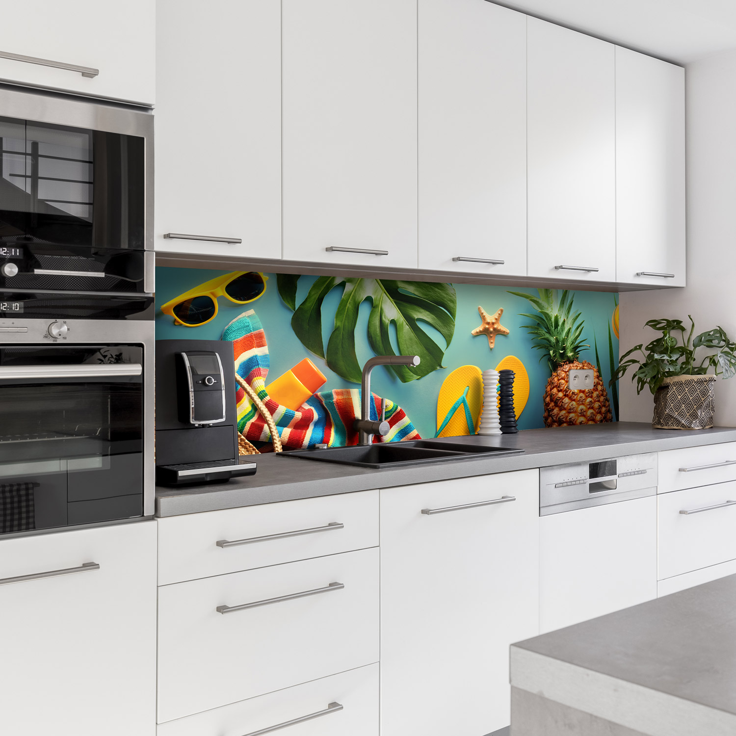 Küchenrückwand mit Holiday V1 Motiv als Fliesenersatz und Spritzschutz