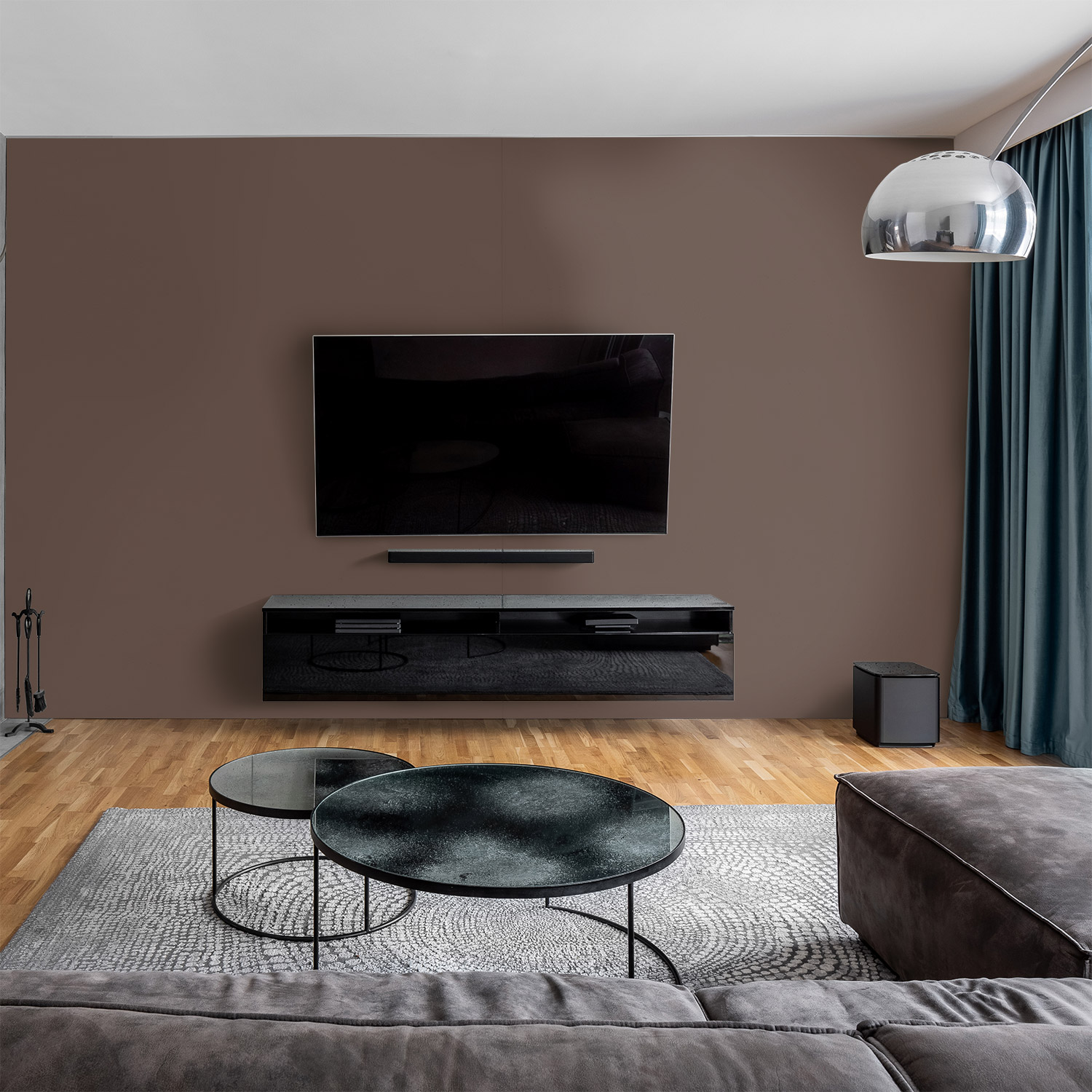 Wandverkleidung für das Wohnzimmer in Braun Unifarbe