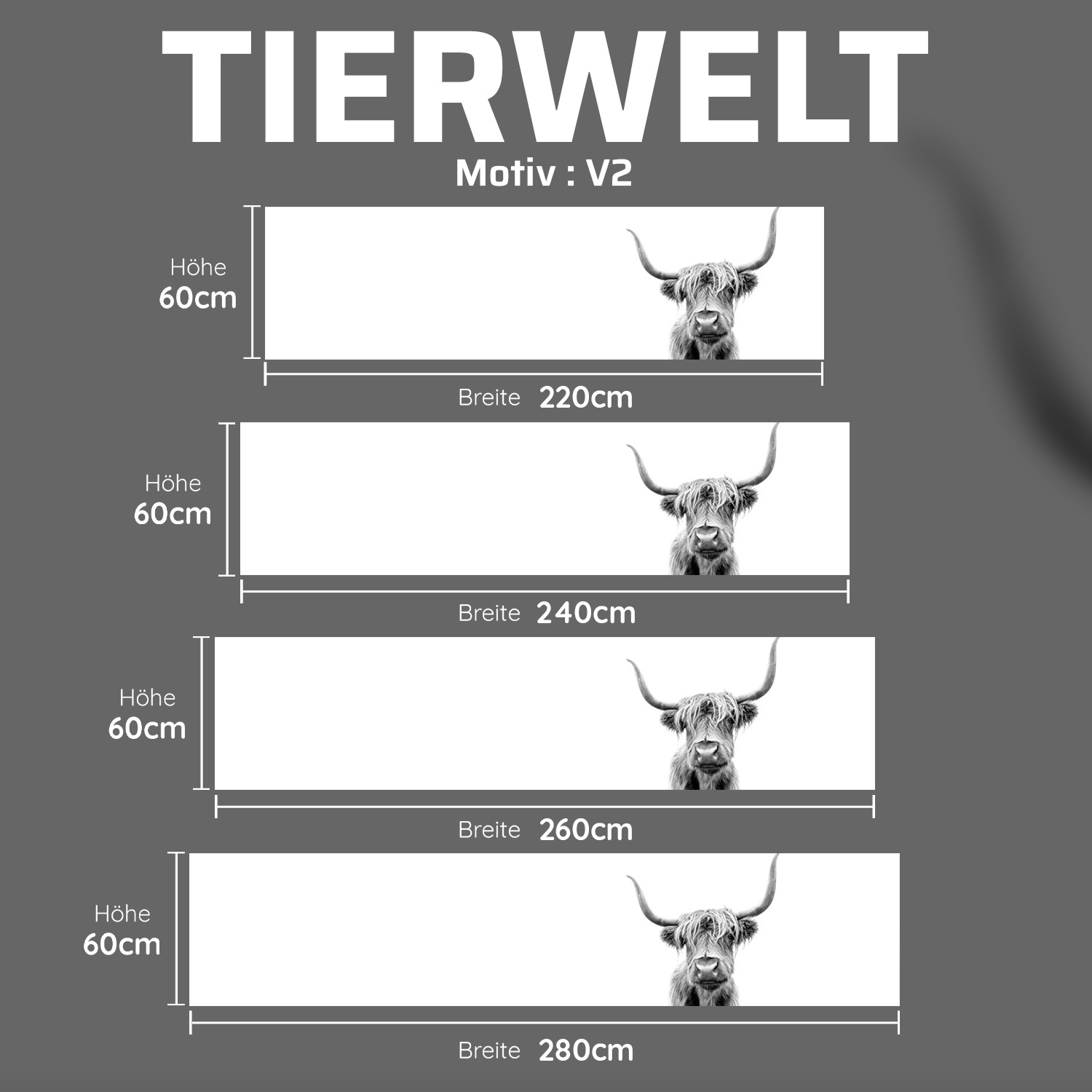 Küchenrückwand mit Tierwelt V2 Motiv als Fliesenersatz und Spritzschutz