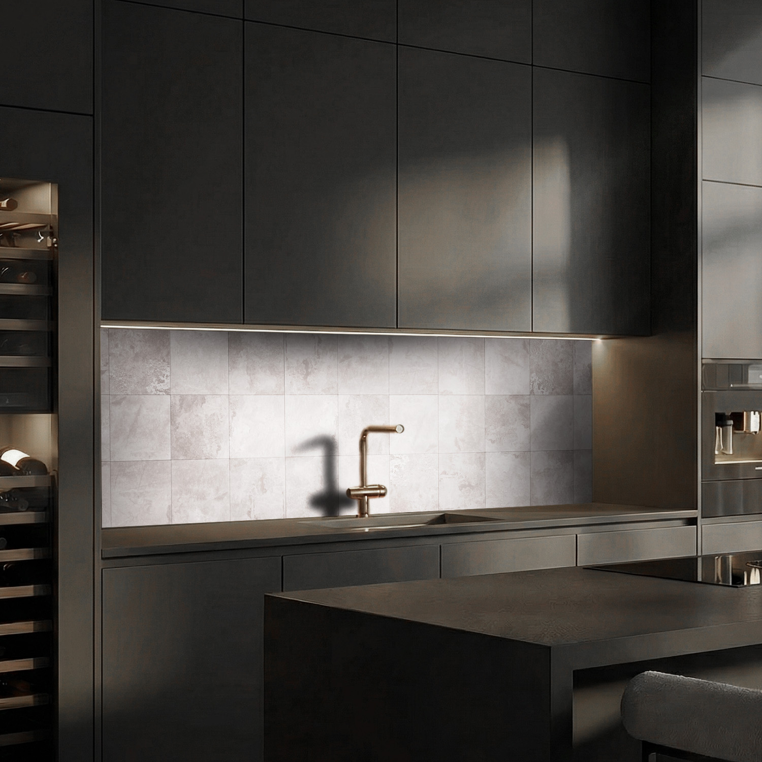 Küchenrückwand mit Fliesen V2 Motiv als Fliesenersatz und Spritzschutz